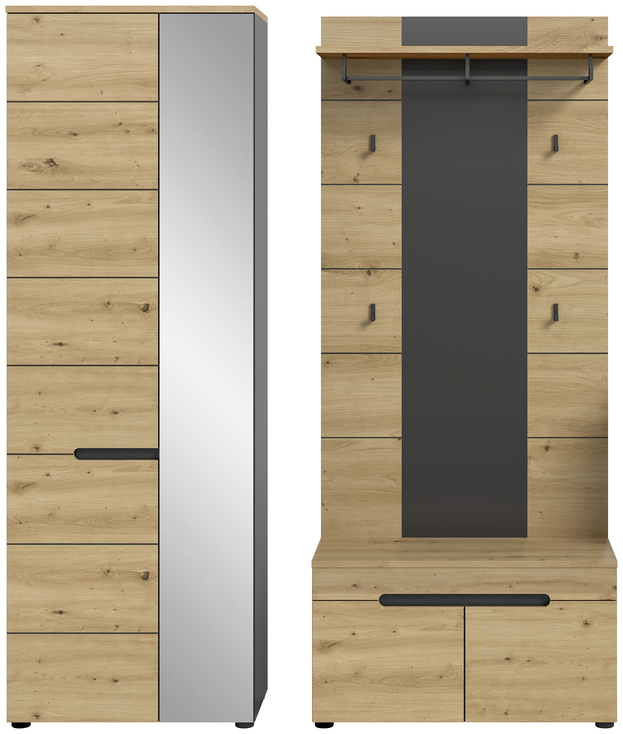 Garderobe Canu basaltgrau Nachbildung Artisan Nachbildung B/H/T: ca. 160x190x37 cm