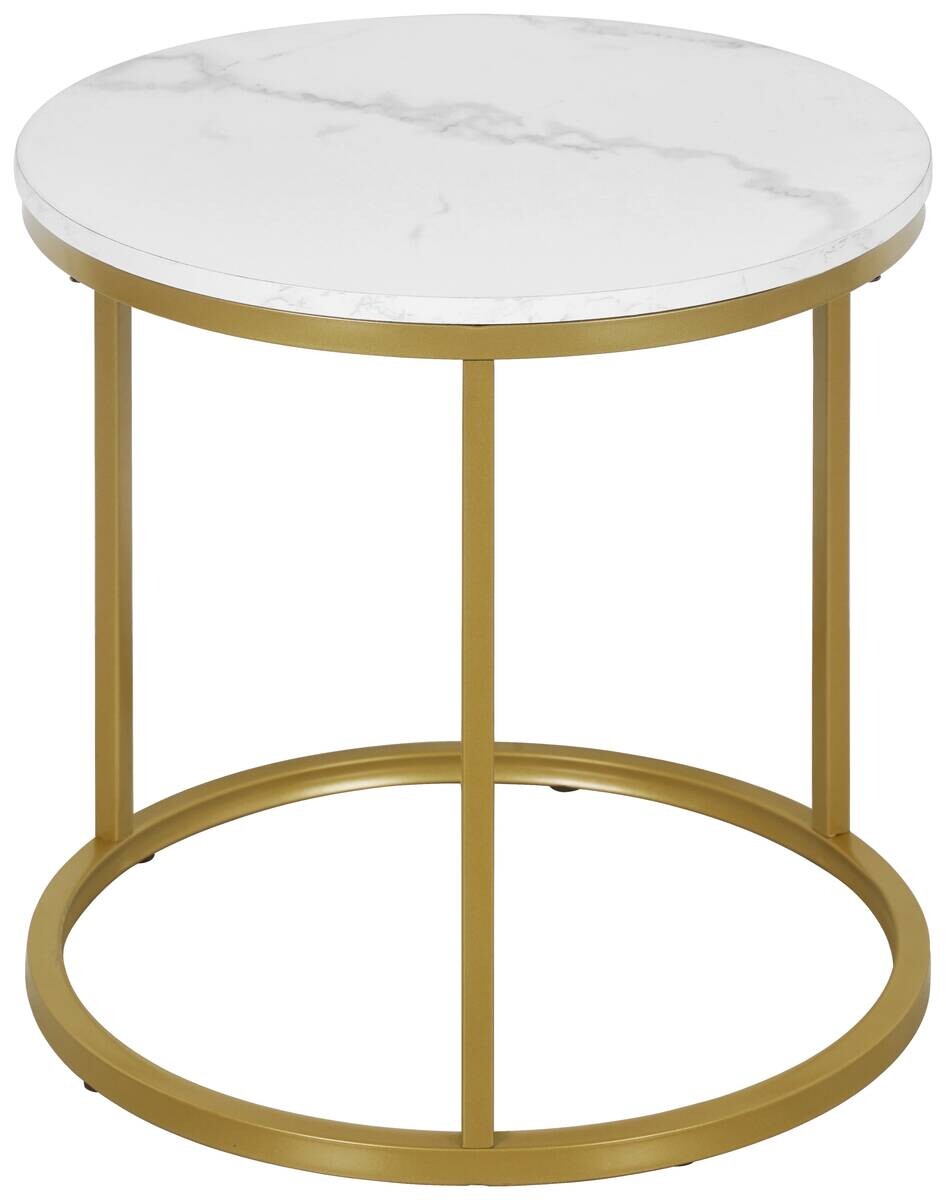 Beistelltisch Lisa Marmoroptik weiß gold D: ca. 39,5 cm