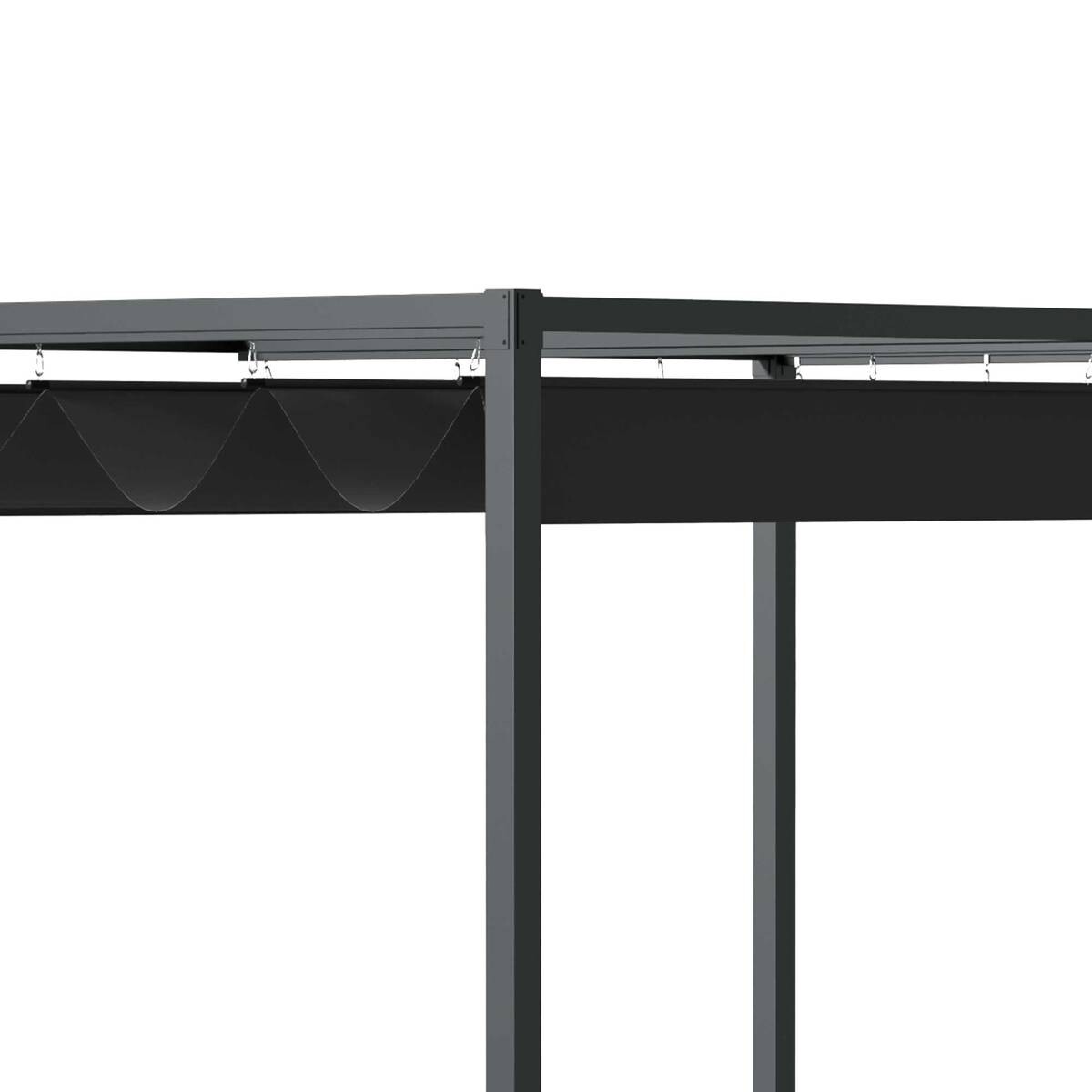 Outsunny Pergola mit Schiebedach schwarz Metall B/H/L: ca. 213x221x298 cm