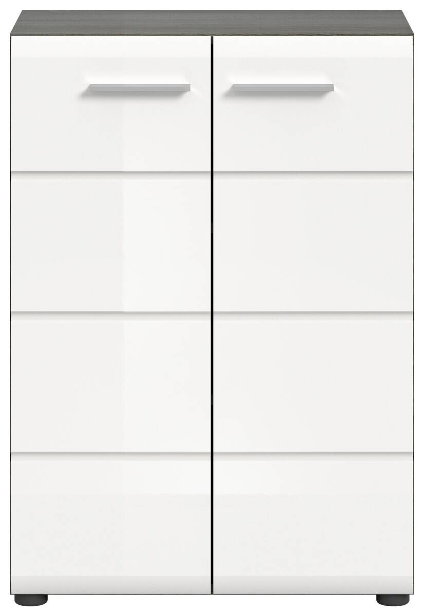 Kommode SALSA Rauchsilber Nachbildung weiß Hochglanz B/H/T: ca. 60x85x37 cm