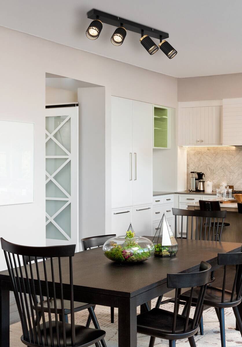 GLOBO Strahler mattschwarz Aluminium Metall B/H/T/L: ca. 12,5x15,5x53x53 cm GU10 4 Brennstellen