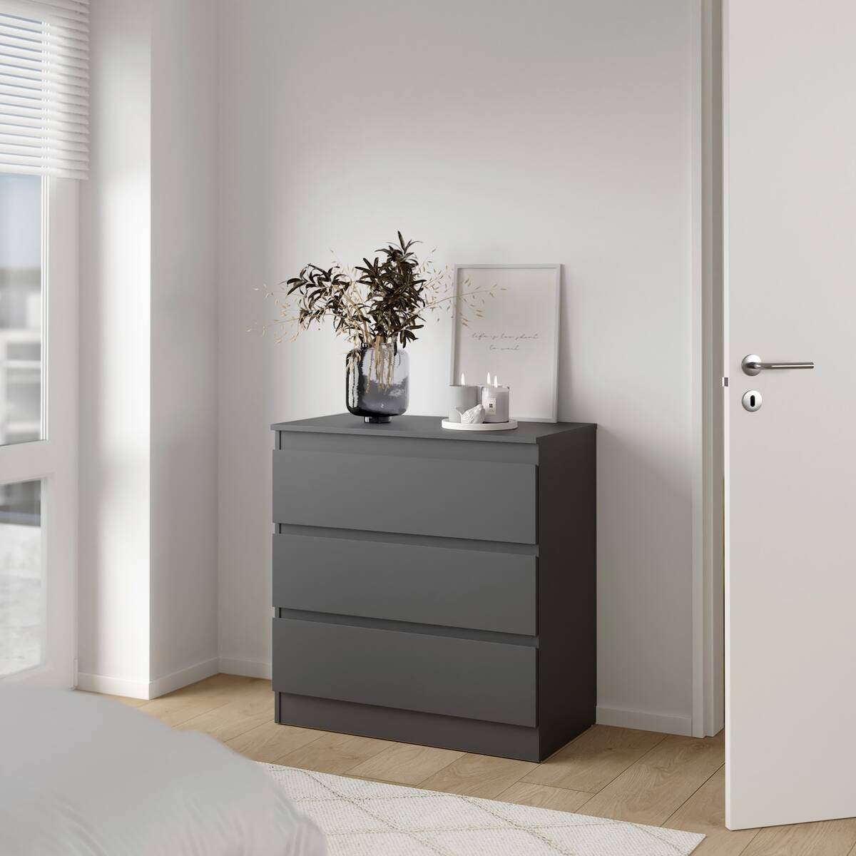 Kommode Mara schwarz B/H/T: ca. 77x80,5x42 cm