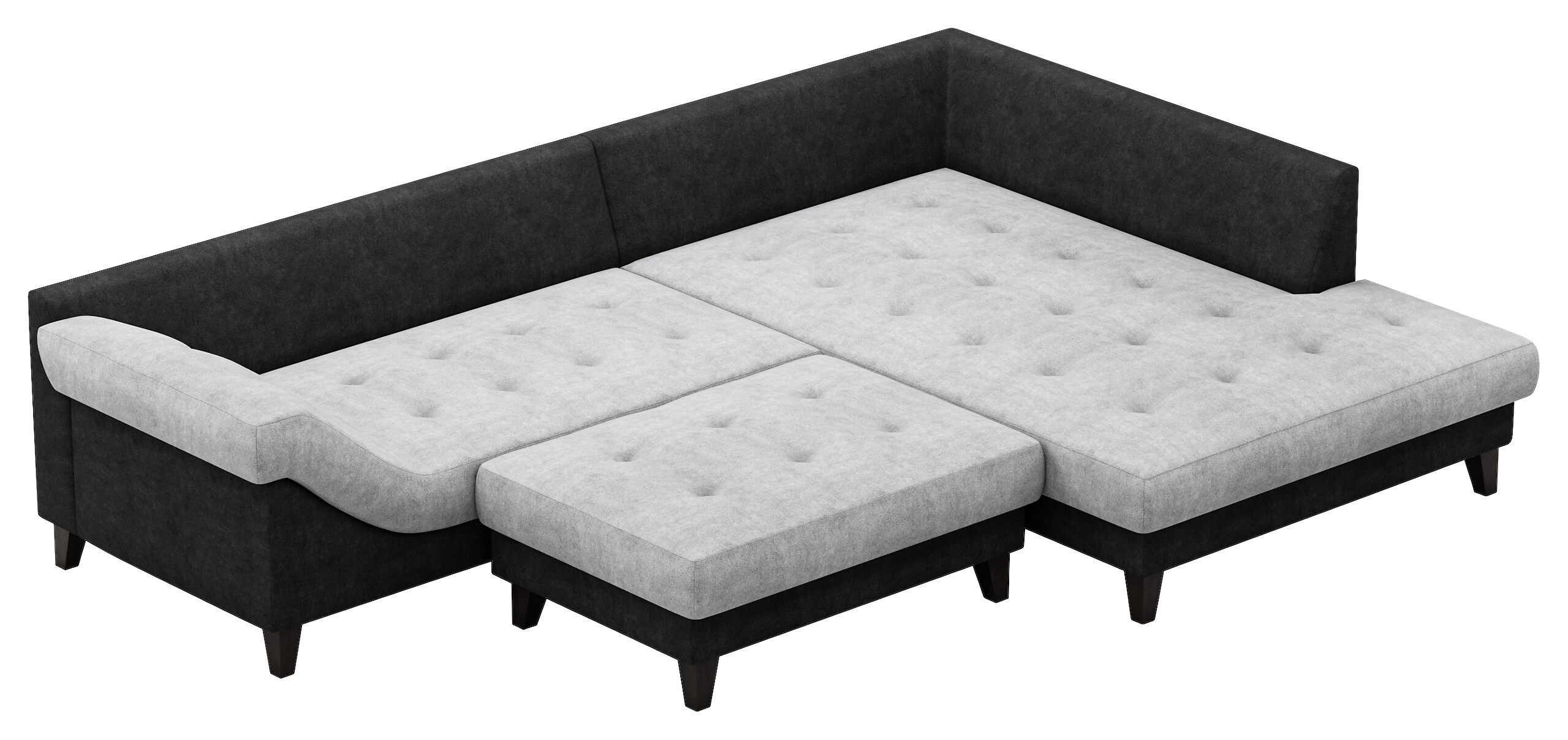Ecksofa grau schwarz B/H/T: ca. 306x92x202 cm