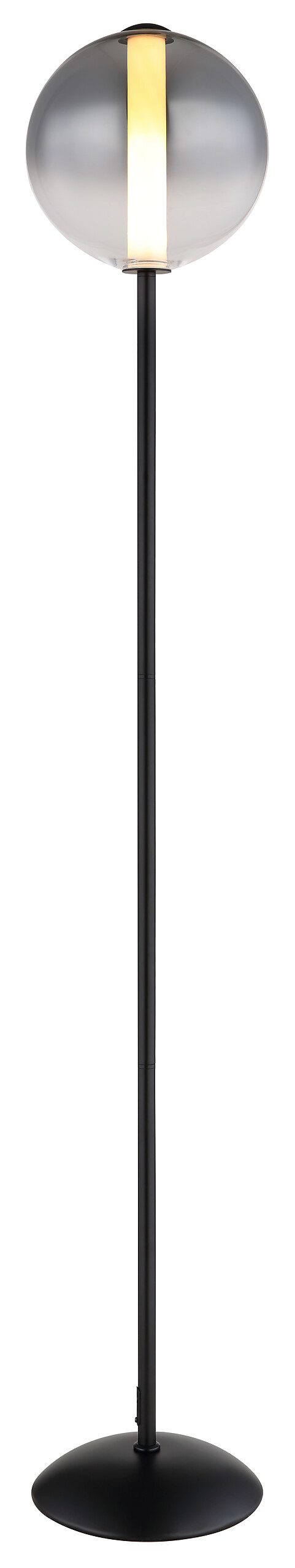 GLOBO Stehleuchte mattschwarz Opal Rauch Glas Metall H/D: ca. 152x25 cm 1 Brennstellen