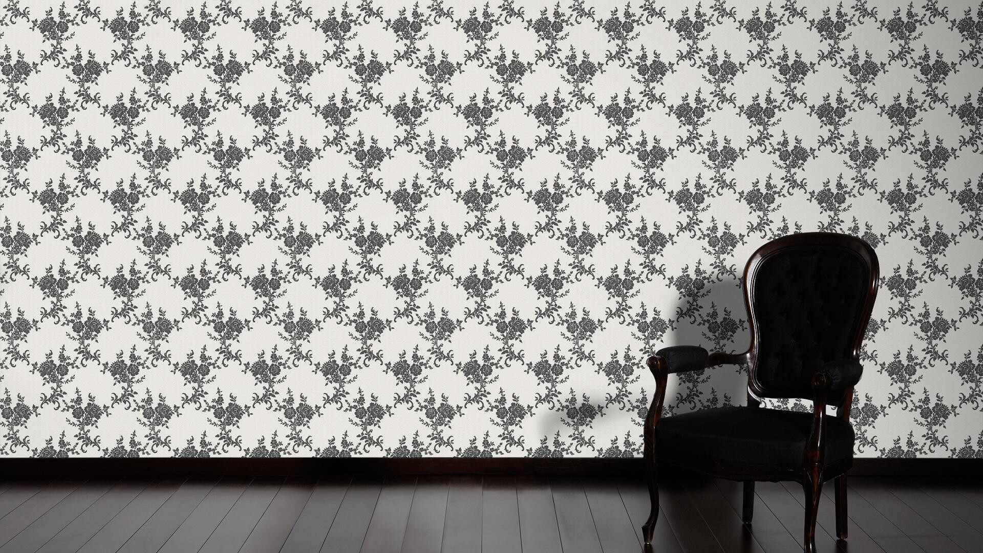 Vinyltapete Blumenranke weiß B/L: ca. 53x1005 cm