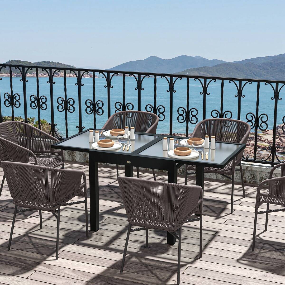 Outsunny Gartentisch schwarz Aluminium B/H/L: ca. 80x75x160 cm