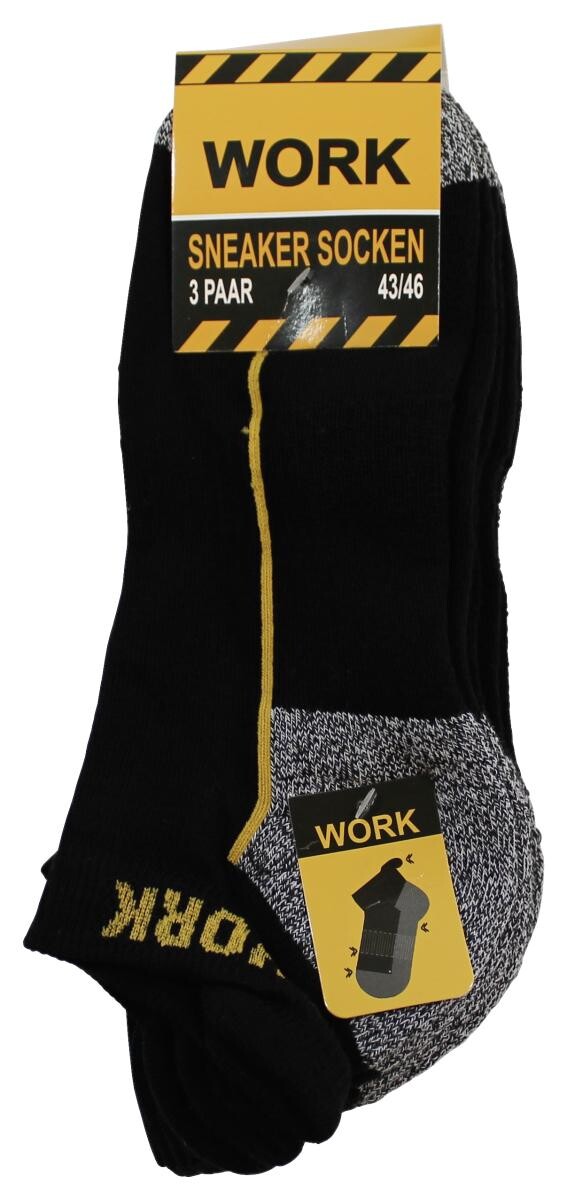 Herren-Socken schwarz 3 Packstücke Größe 43-46