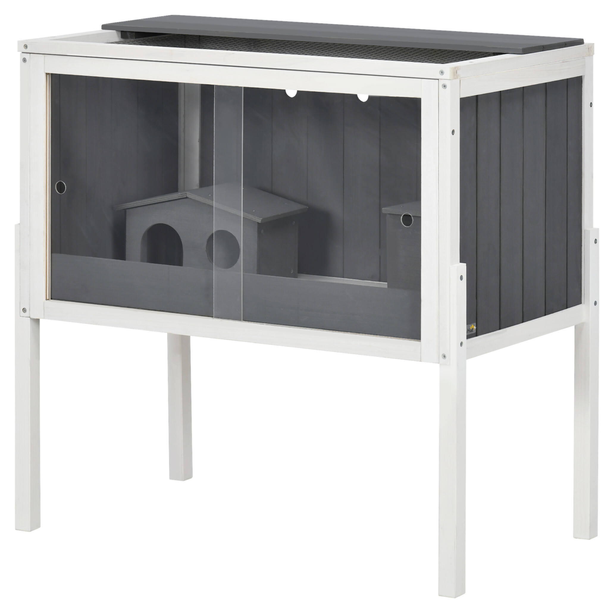 PawHut Zwerghamster-Käfig dunkelgrau Holz B/H/L: ca. 45x81x82 cm