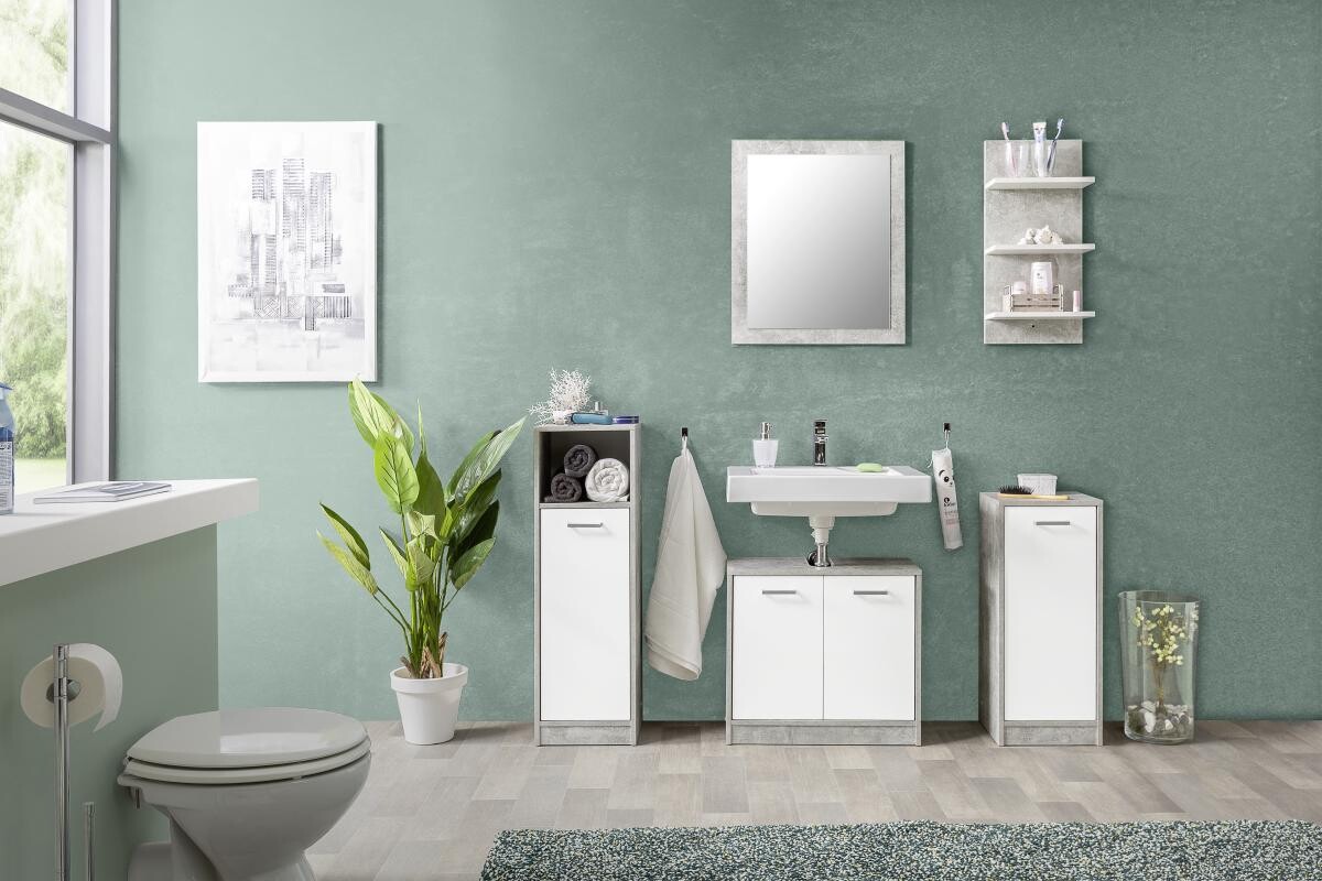 Bad-Set Madeira Beton Optik weiß B/H/T: ca. 123x76,5x28 cm