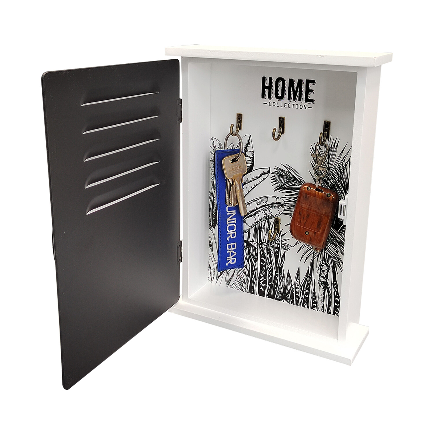 Schlüsselkasten Finn altweiß schwarz B/H/T: ca. 20x28x6 cm
