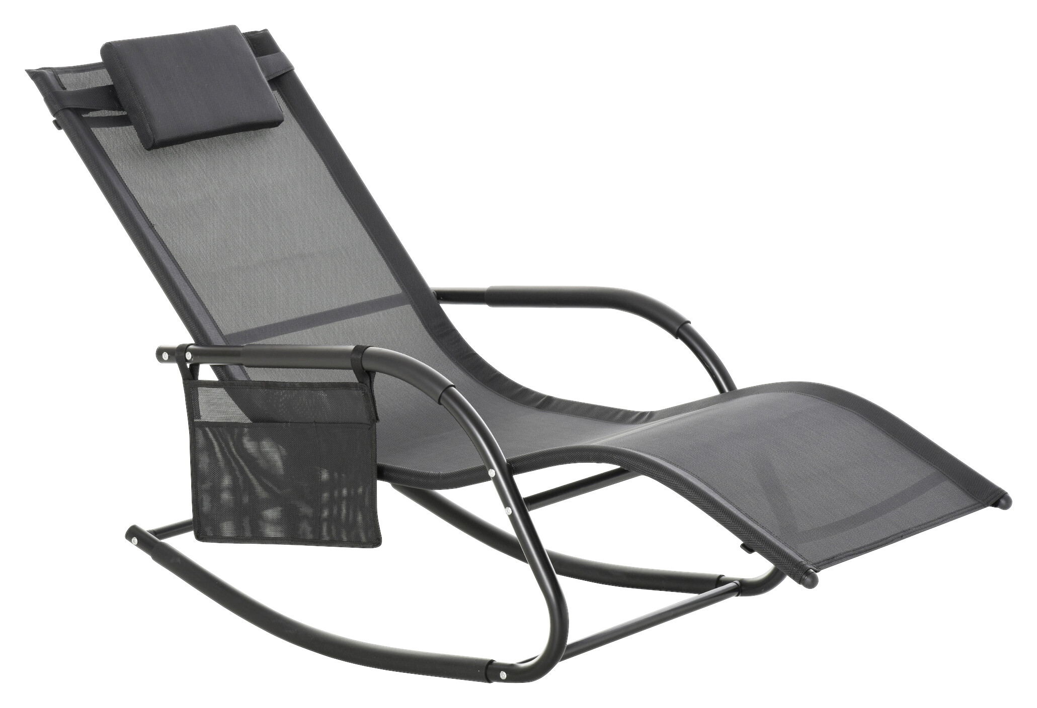 Outsunny Schaukelstuhl schwarz Metall B/H/L: ca. 62x88x150 cm