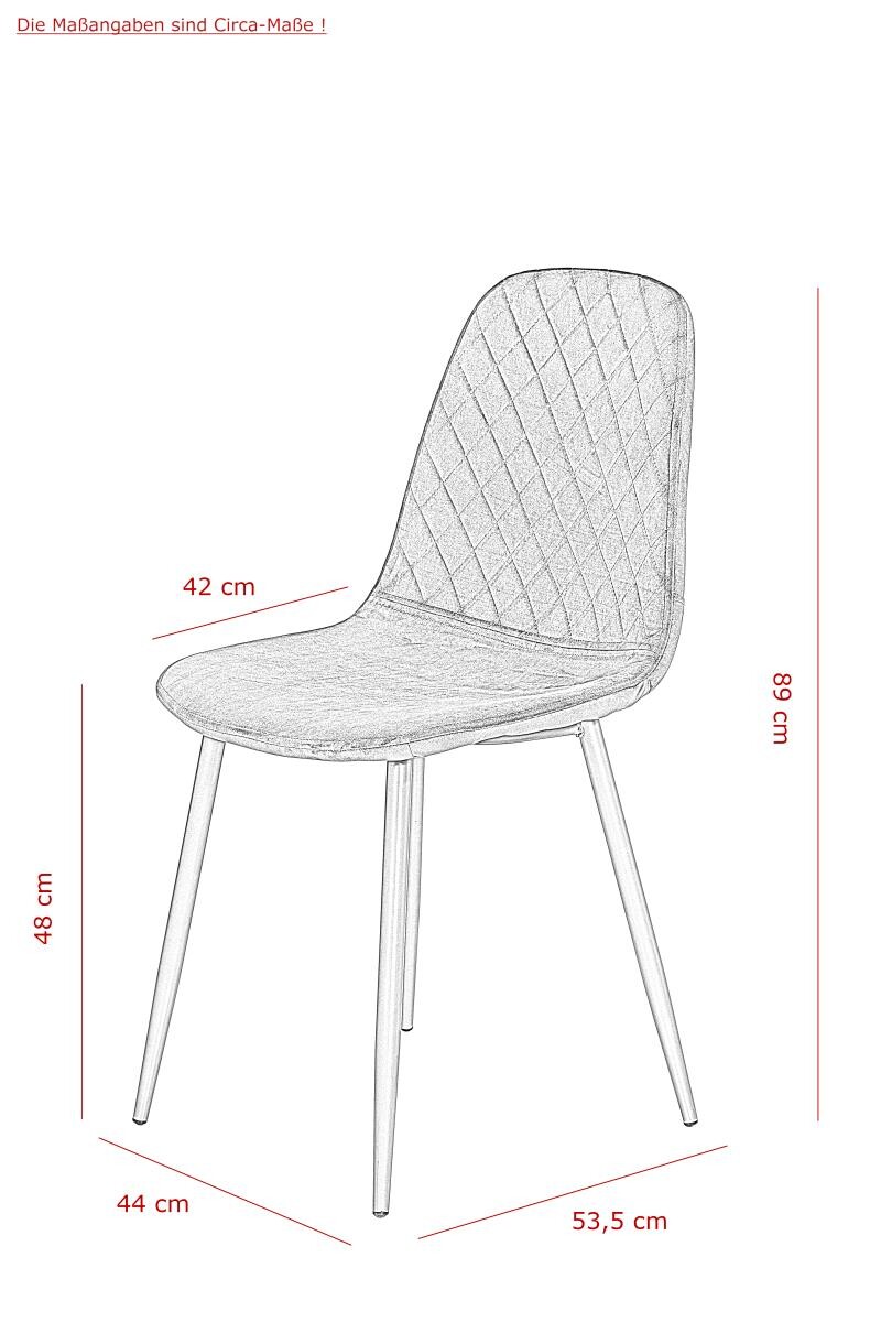 Stuhl Mira 2er Set grau Samtoptik B/H/T: ca. 44x89x53,5 cm