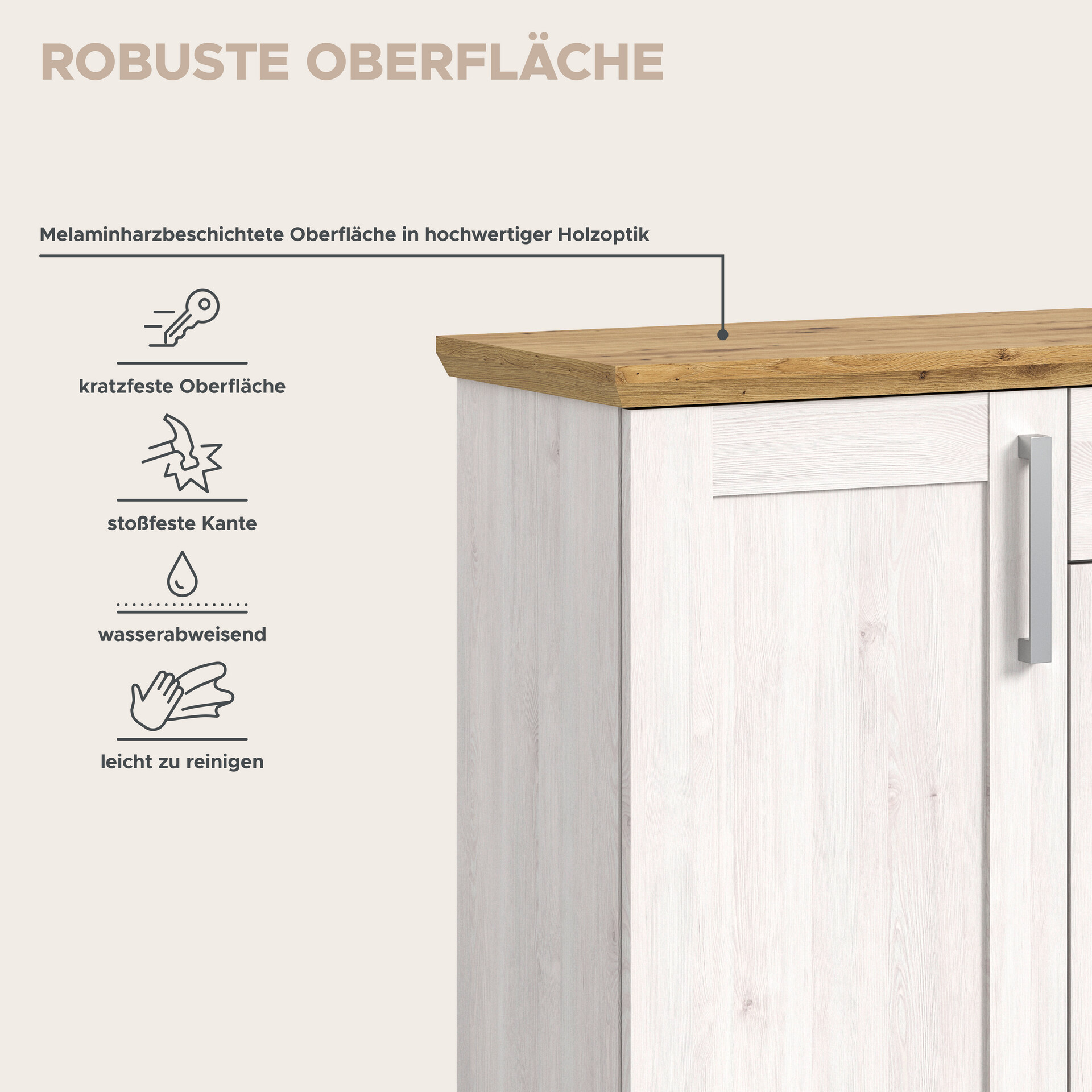 Kommode Verona Sibiu Lärche Nachbildung Eiche Artisan Nachbildung B/H/T: ca. 137x92x39 cm