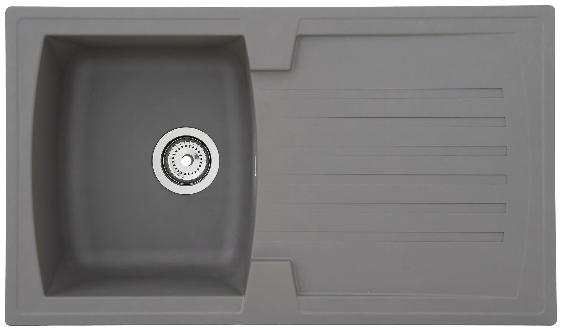 Respekta Einbauspüle Boston 86 x 50 G Beton grau Mineralite B/H/T: ca. 86x20x50 cm
