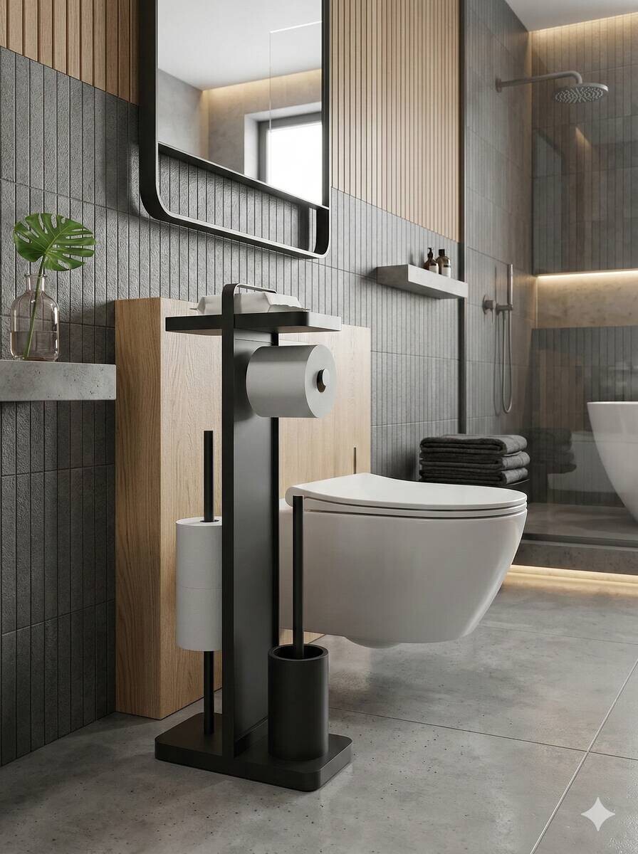 POCOline Stand-WC-Garnitur schwarz Glas