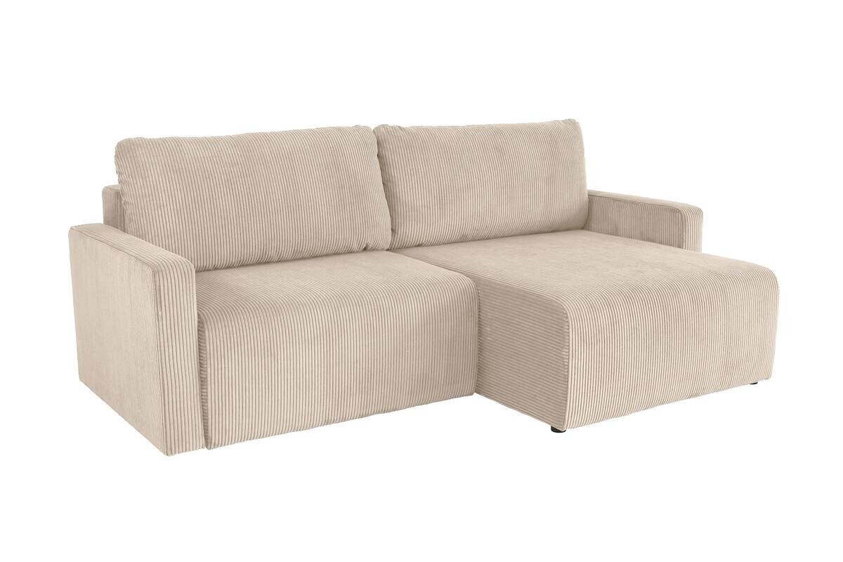 Ecksofa mit Bettfunktion und Bettkasten creme Microfaser B/H/T: ca. 227x92x146 cm