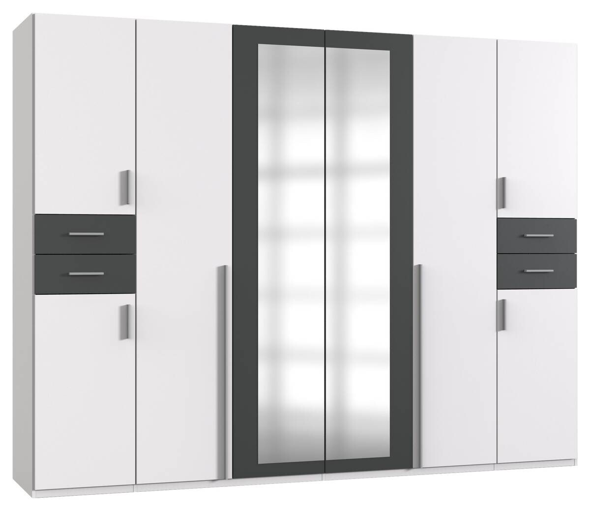 Kleiderschrank Vegas weiß Graphit B/H/T: ca. 270x208x58 cm