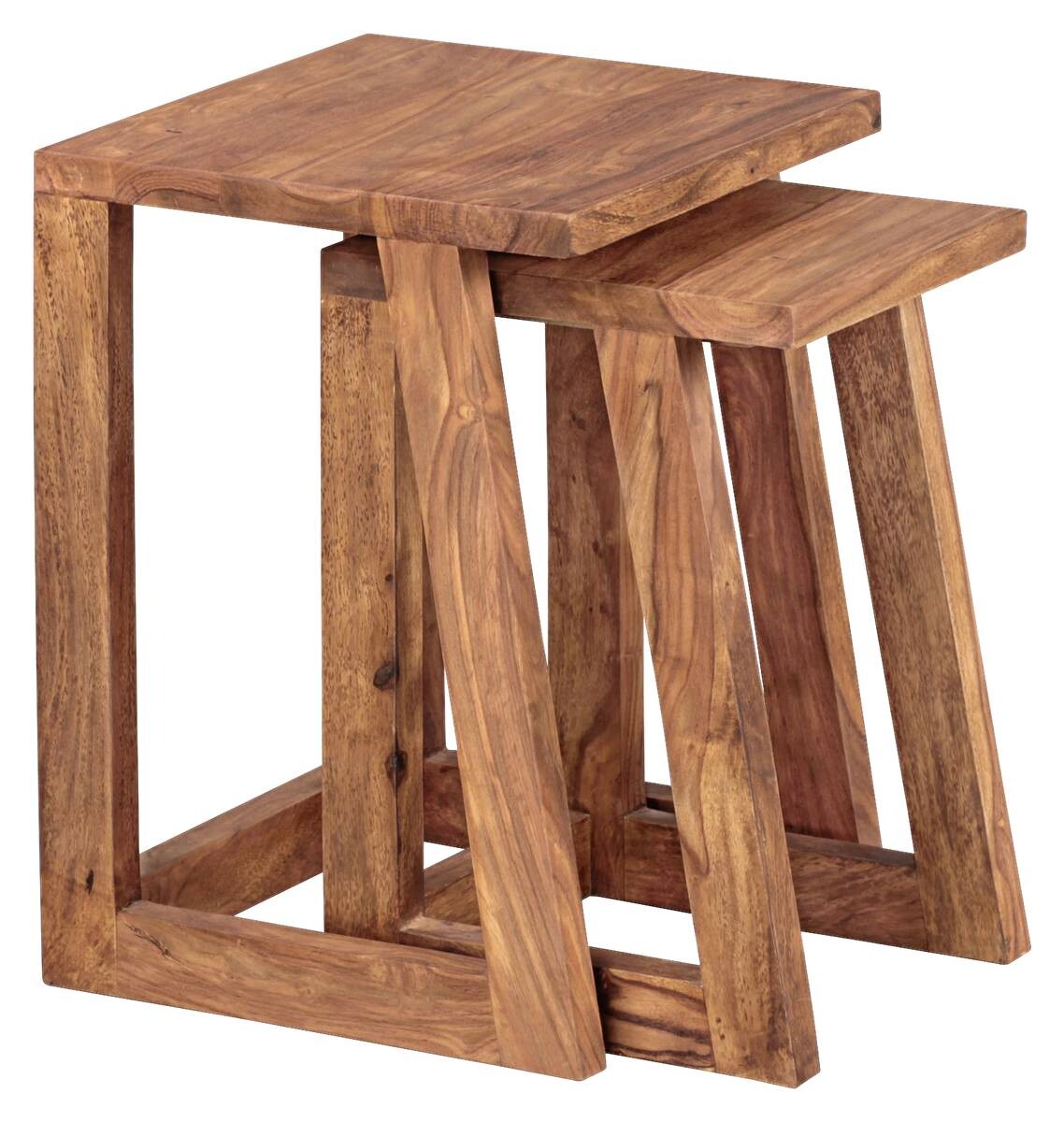 Beistelltisch 2er-Set natur Echtholz