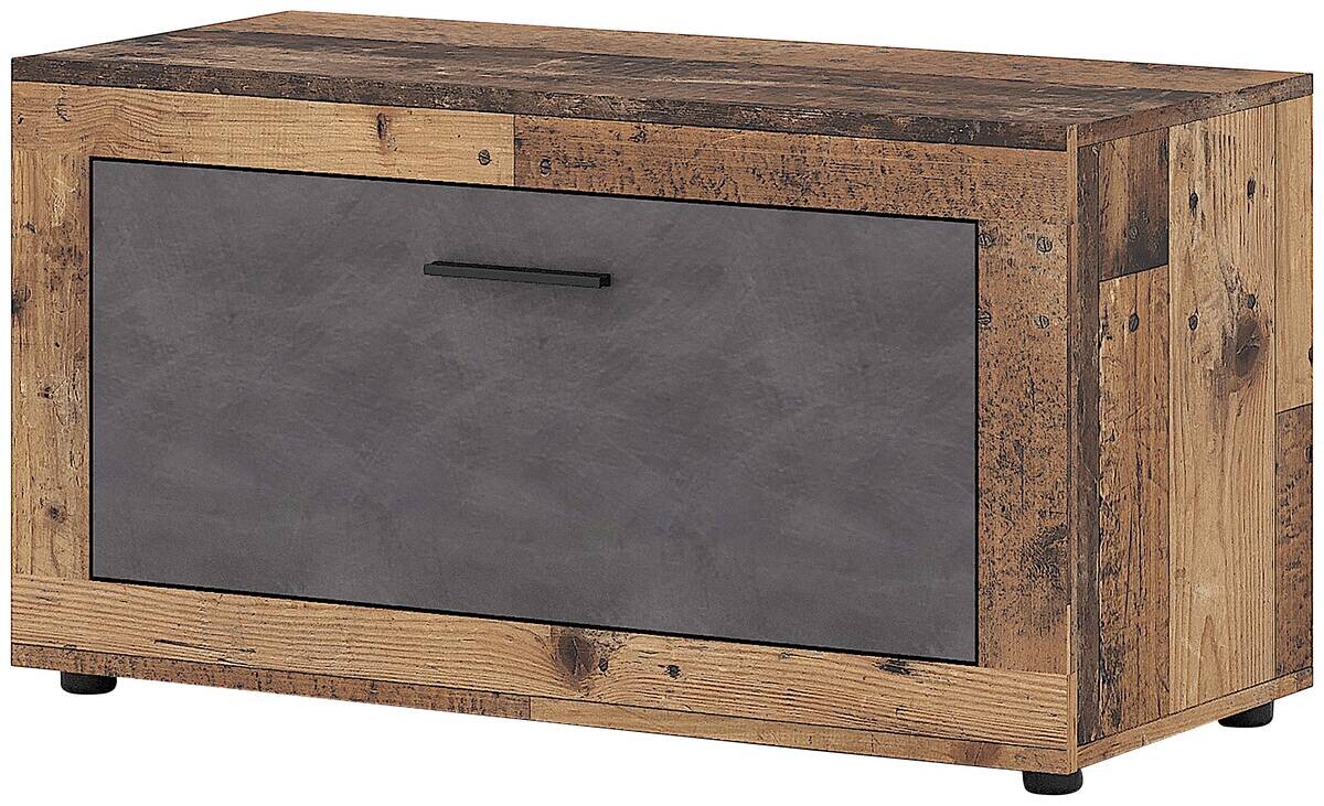 Schuhschrank LUNA 2 Eiche Matera Nachbildung Beton Optik B/H/T: ca. 88,9x48x40 cm