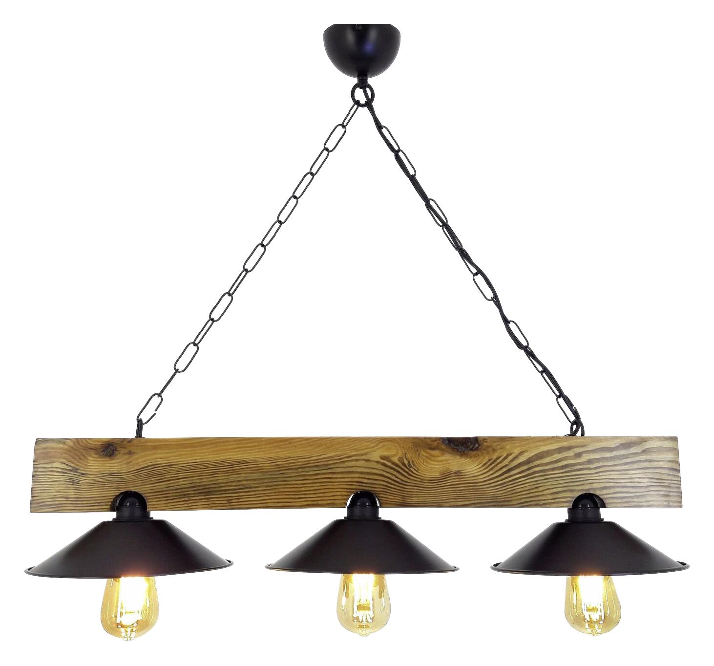 Opviq Pendelleuchte Üc Sapka Avize schwarz nussbaum B/H/T/L: ca. 80x65x22x80 cm E27 3 Brennstellen