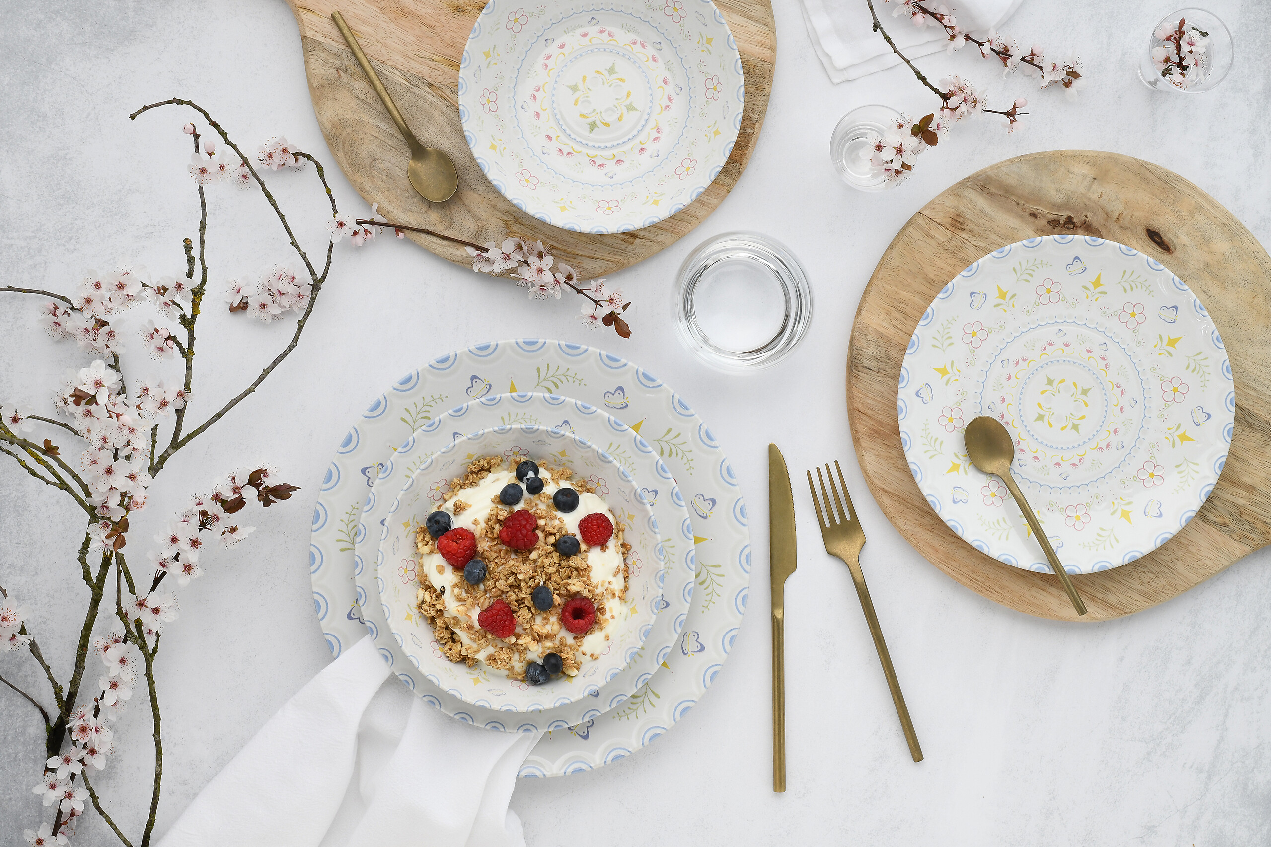 CreaTable Tafelservice Primavera Pastell pastell Steinzeug 12 tlg.