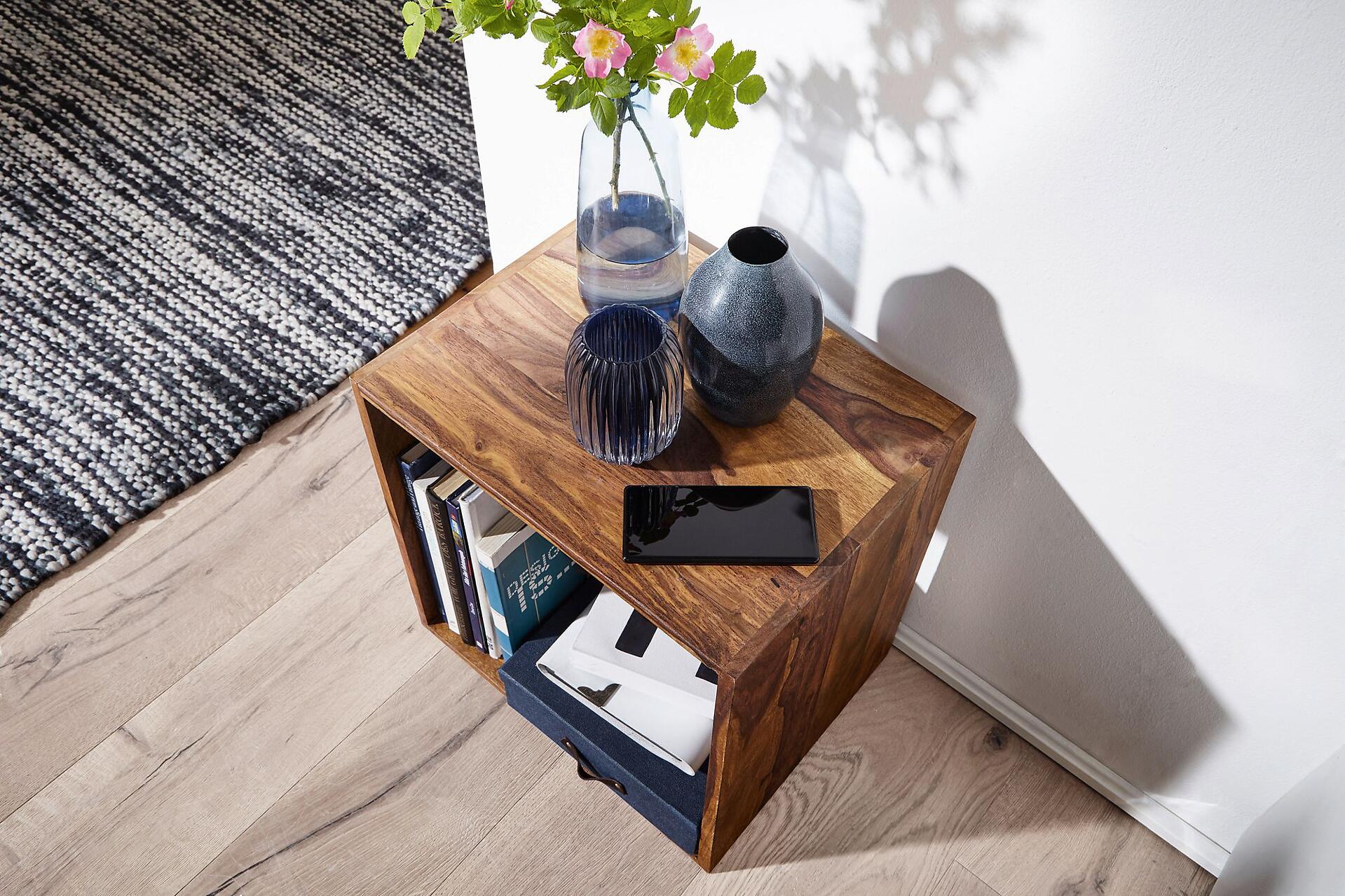 Beistelltisch natur Echtholz B/H/T: ca. 43,5x43,5x33 cm