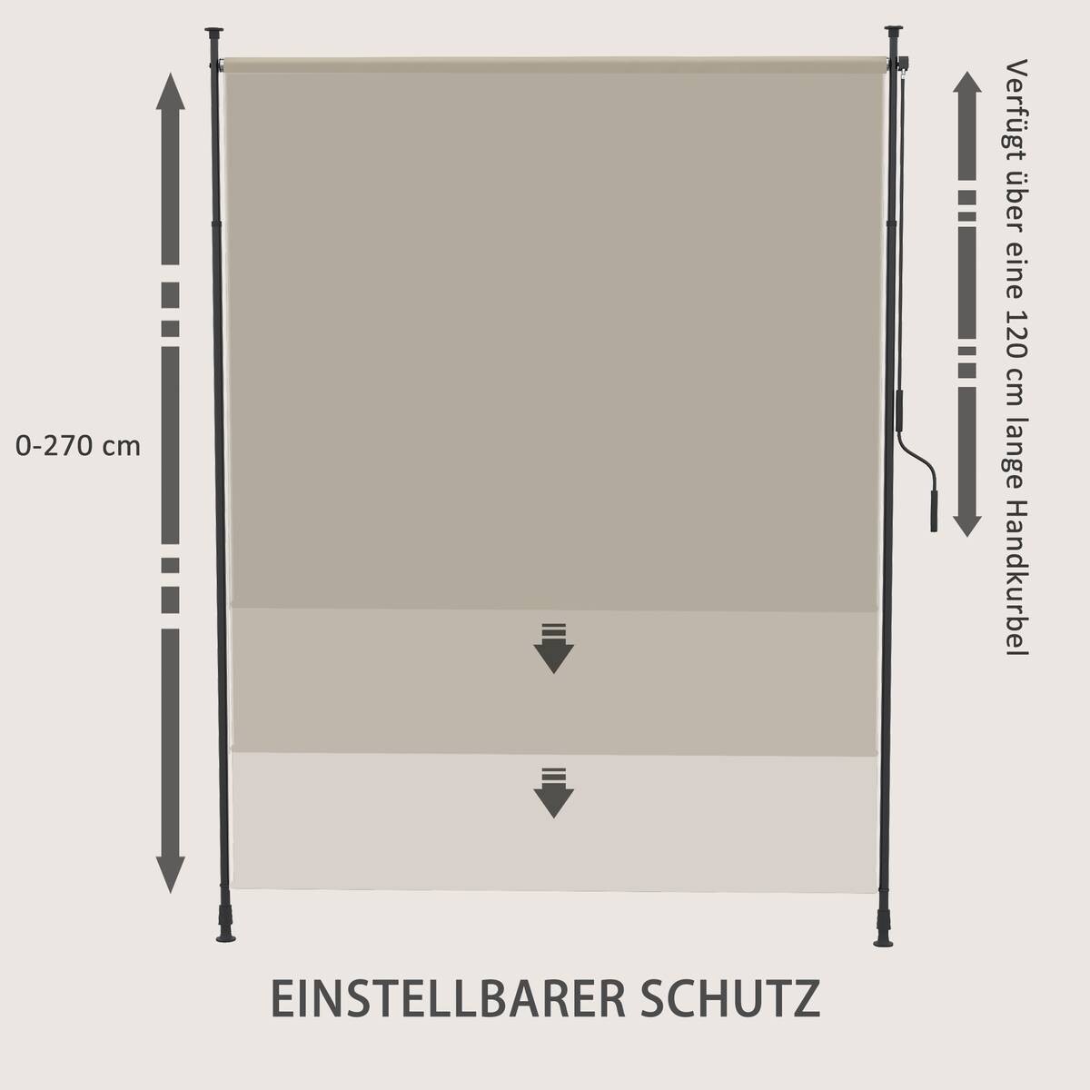 Outsunny Seitenmarkise sand Aluminium B/H/L: ca. 3,8x305x200 cm