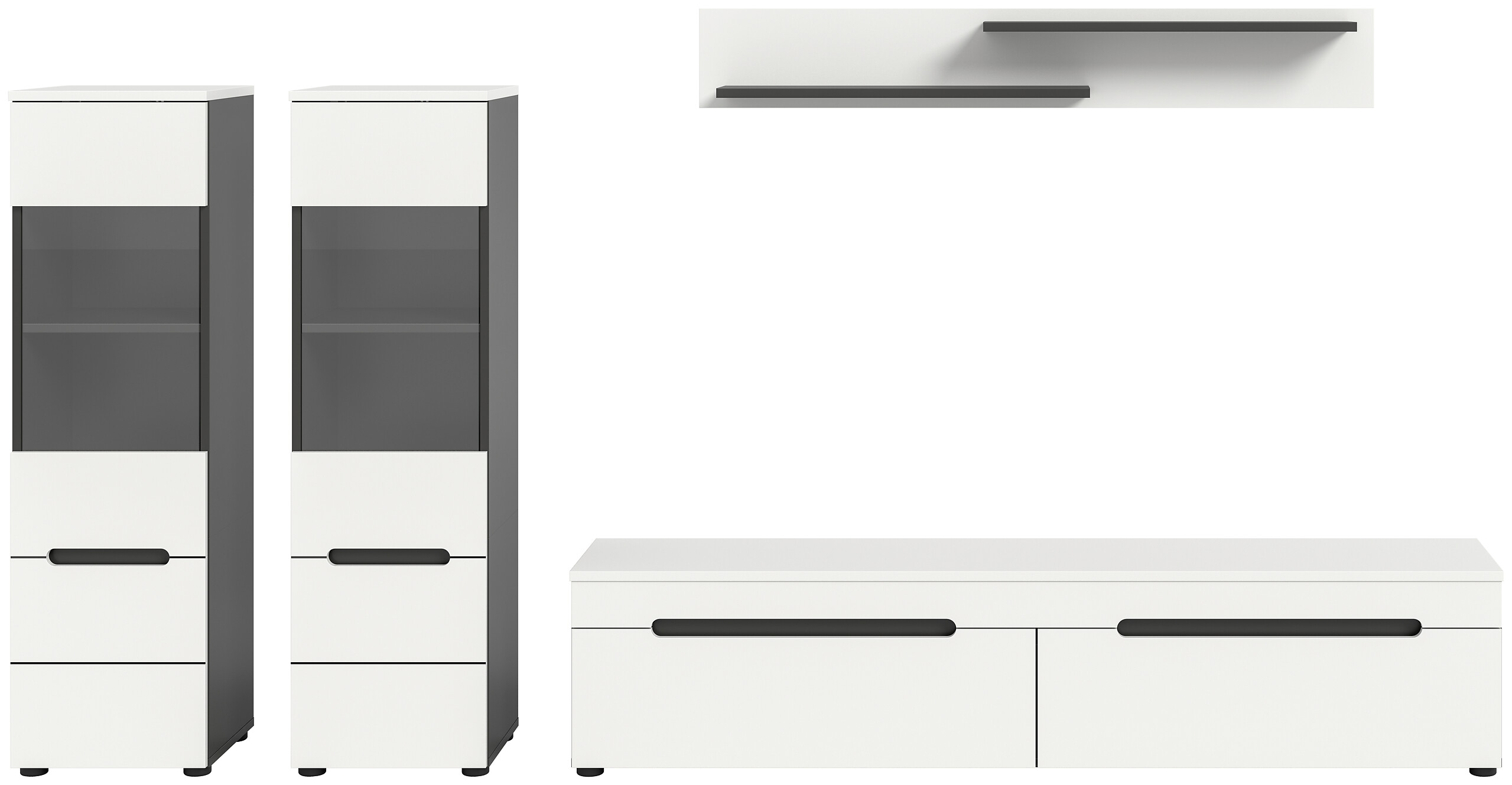 Wohnwand Canu basaltgrau weiß B/H/T: ca. 272x141x33 cm