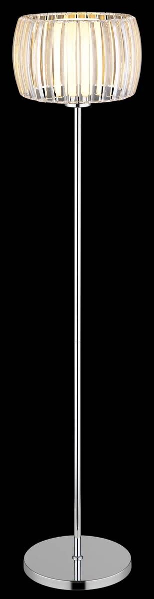 GLOBO Stehleuchte Chrom Opal schwarz Glas Textil Metall H/D: ca. 150x32,5 cm E27 1 Brennstellen