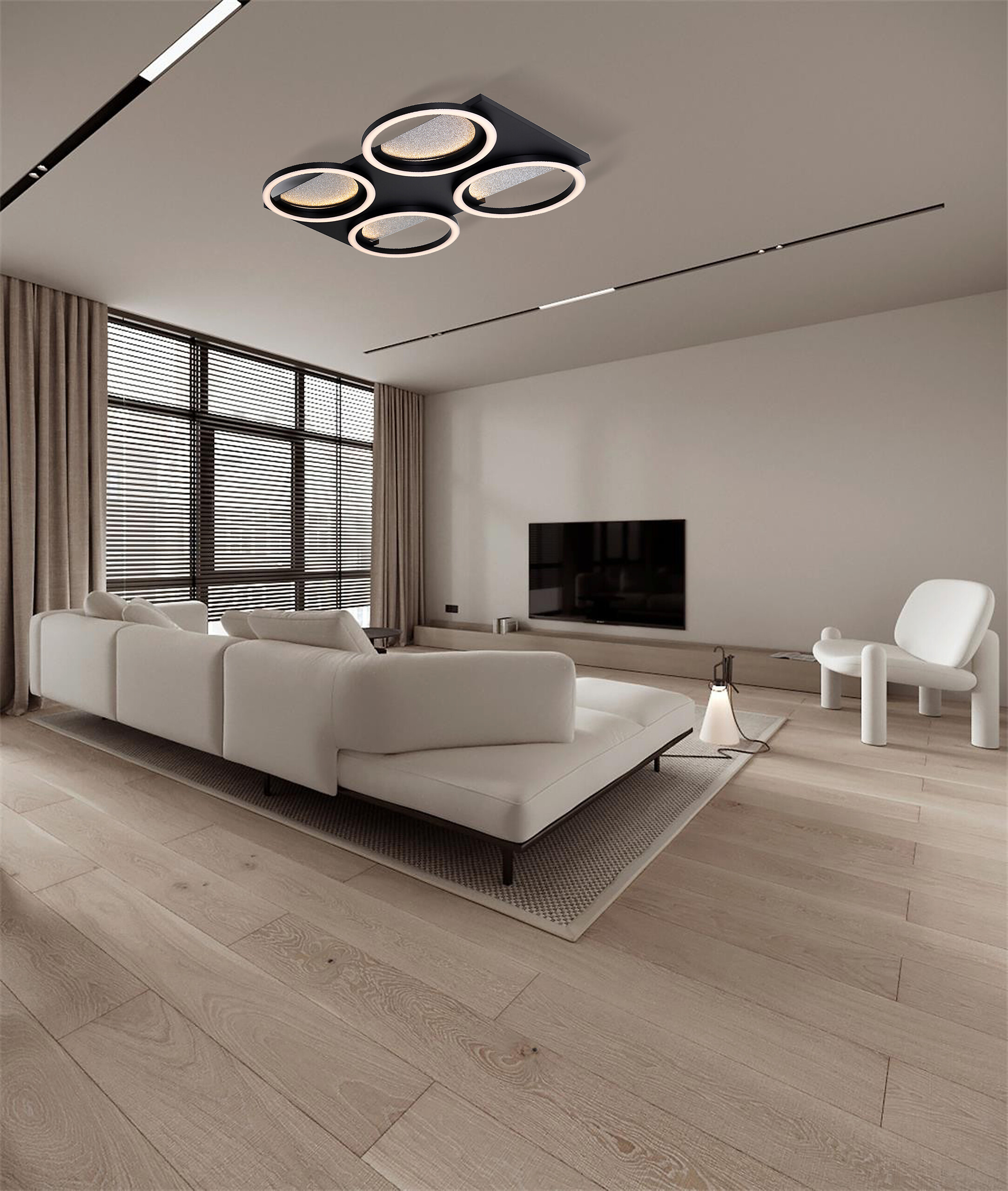 POCOline LED-Deckenleuchte Arietty schwarz Metall Kunststoff B/H/L: ca. 44,5x7x48 cm