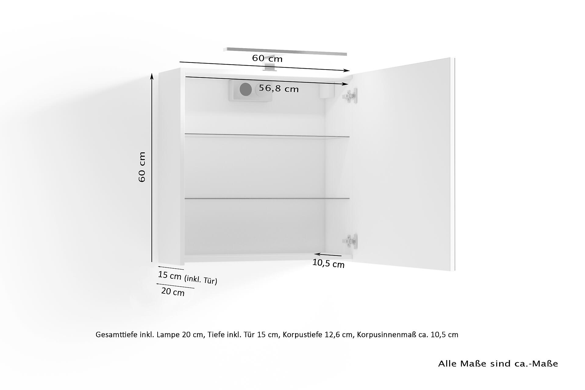 Spiegelschrank SPREE anthrazit B/H/T: ca. 60x60x15 cm Spiegelschrank SPREE anthrazit B/H/T: ca. 60x60x15 cm