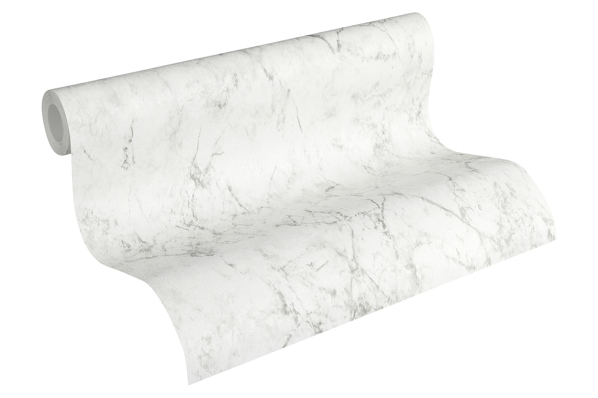 Vliestapete Marmoroptik weiß grau B/L: ca. 53x1005 cm