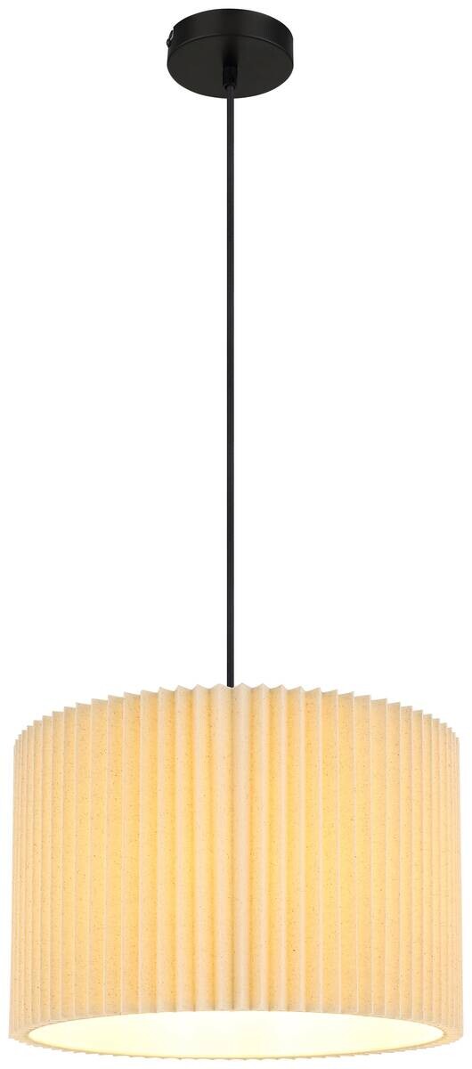 GLOBO Hängeleuchte schwarz natur mattschwarz Textil Metall H/D: ca. 120x38 cm E27 1 Brennstellen