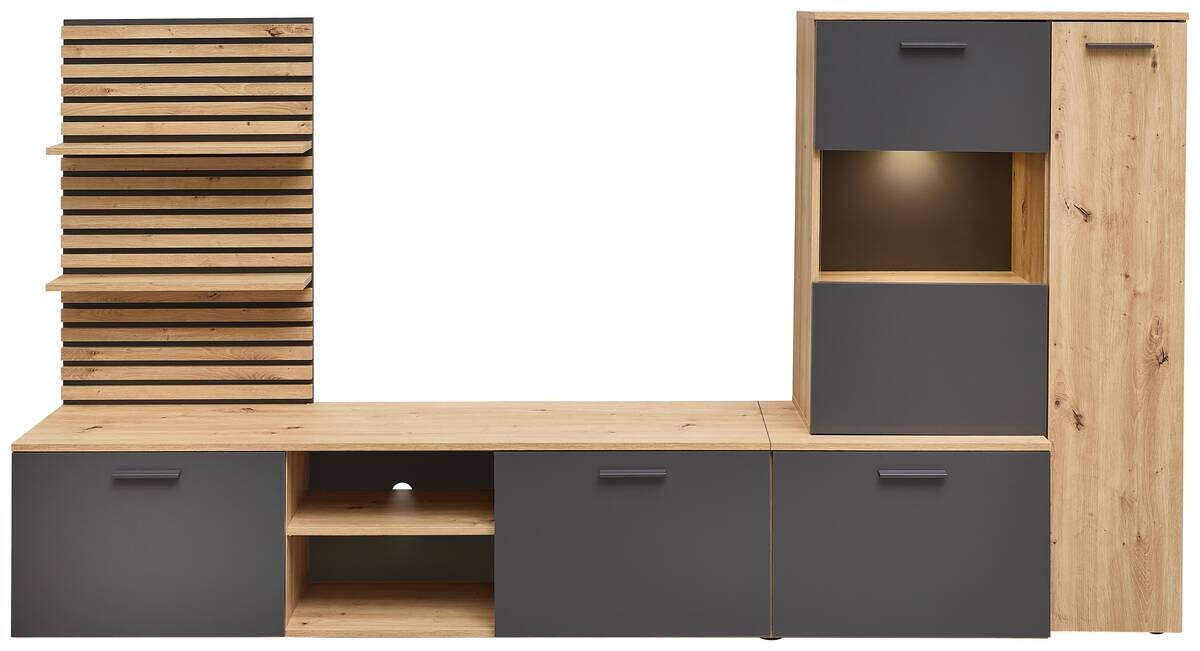 Wohnwand Heathrow Eiche Artisan Nachbildung anthrazit B/H/T: ca. 250x135x38 cm Wohnwand Heathrow Eiche Artisan Nachbildung anthrazit B/H/T: ca. 250x135x38 cm