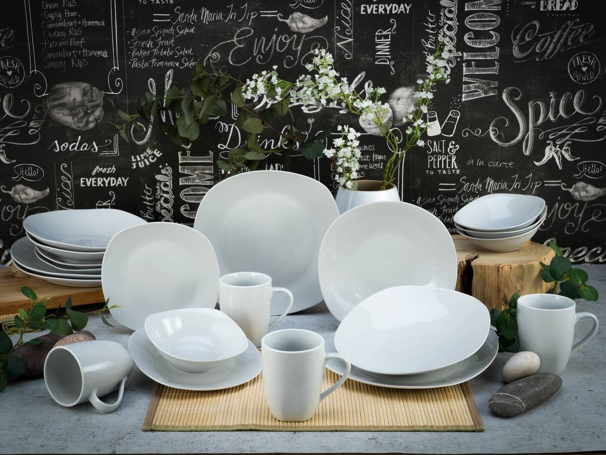 CreaTable Kombiservice Square weiß Porzellan 20 tlg.