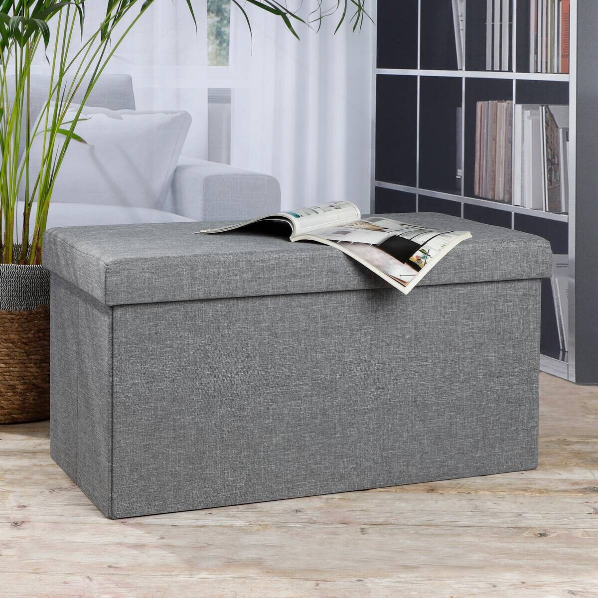 HI Sitzbank mit Aufbewahrungsfunktion grau B/H/L: ca. 38x38x76 cm