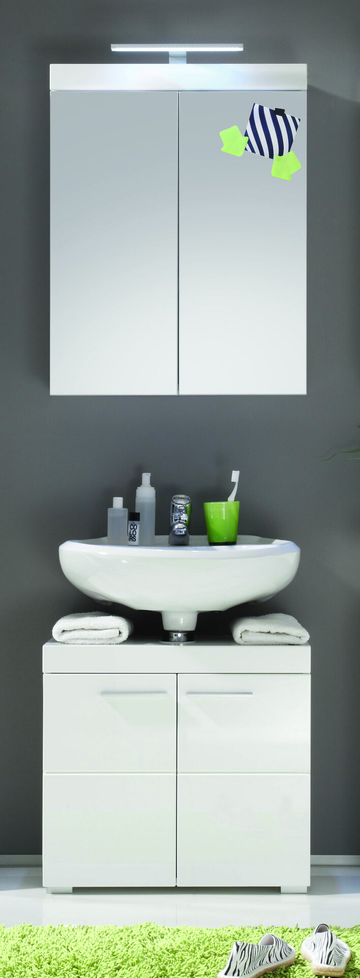 Spiegelschrank Amanda weiß weiß Hochglanz B/H/T: ca. 60x77x17 cm