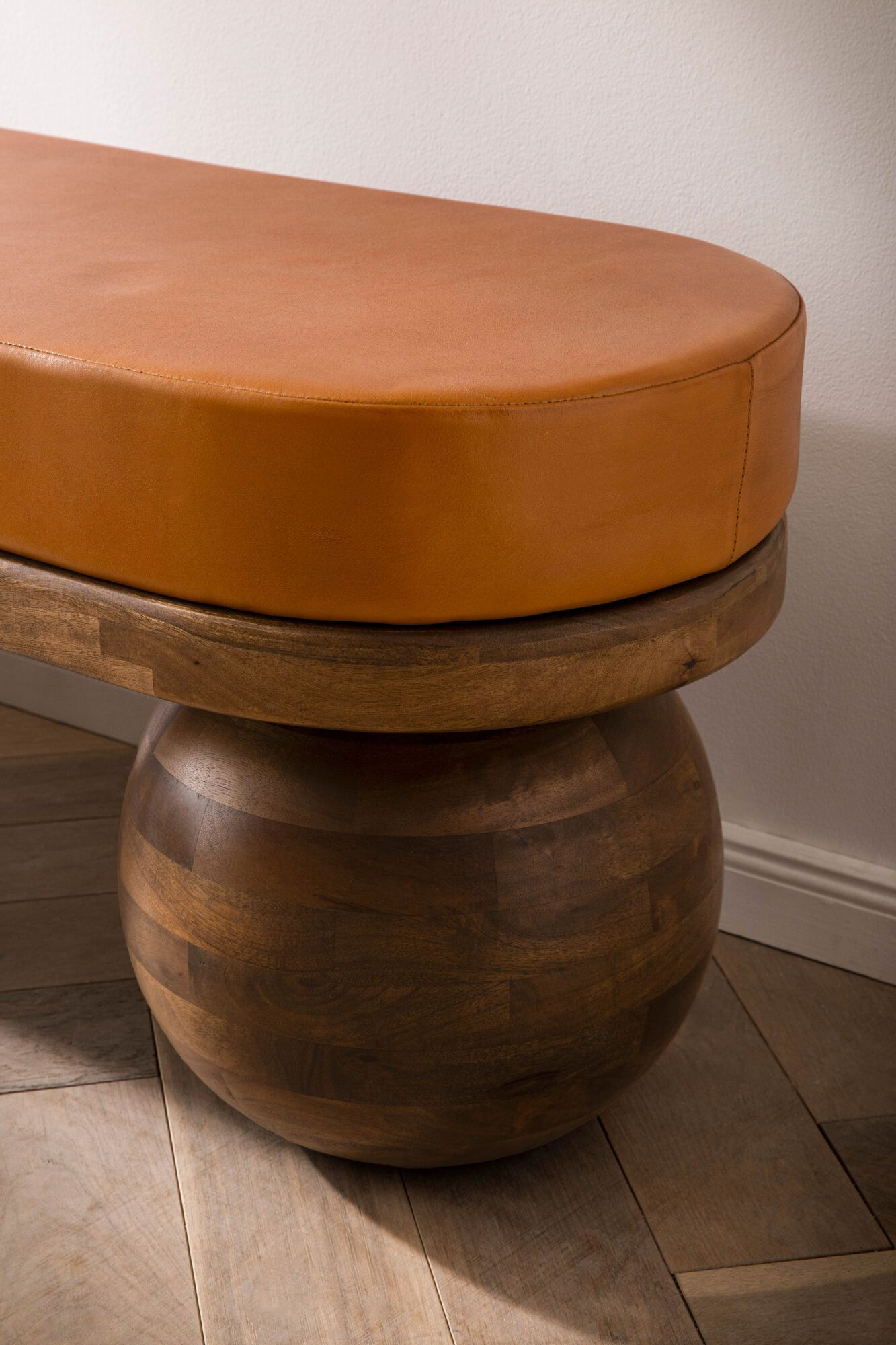 Sitzbank braun Mango Leder B/H/T: ca. 140x47x40 cm