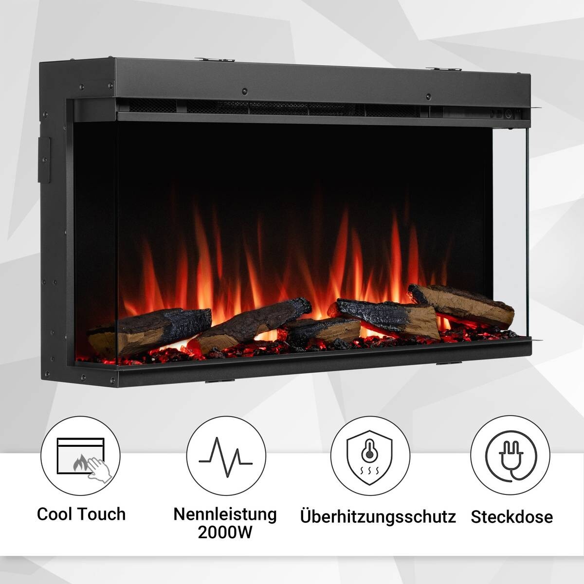 Balderia Elektrischer-Kamin EF407A Athena 36" B/H/T/L: ca. 92,8x49,5x21x92,8 cm