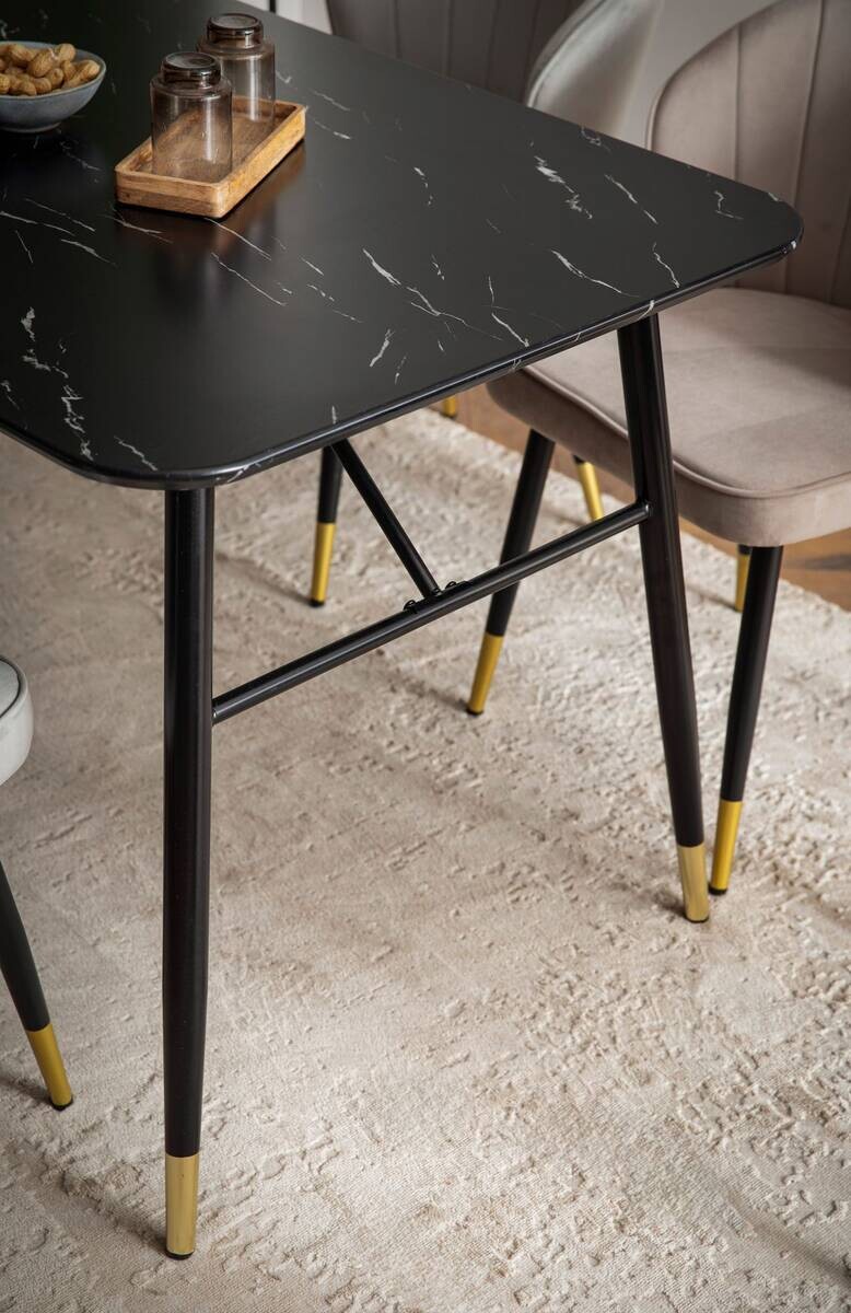 Esstisch schwarz Marmor Optik B/H/T: ca. 180x76x90 cm