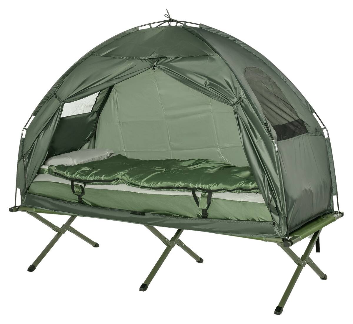 Outsunny Campingbett dunkelgrün Polyester-Mischgewebe B/H/L: ca. 78x118x193 cm