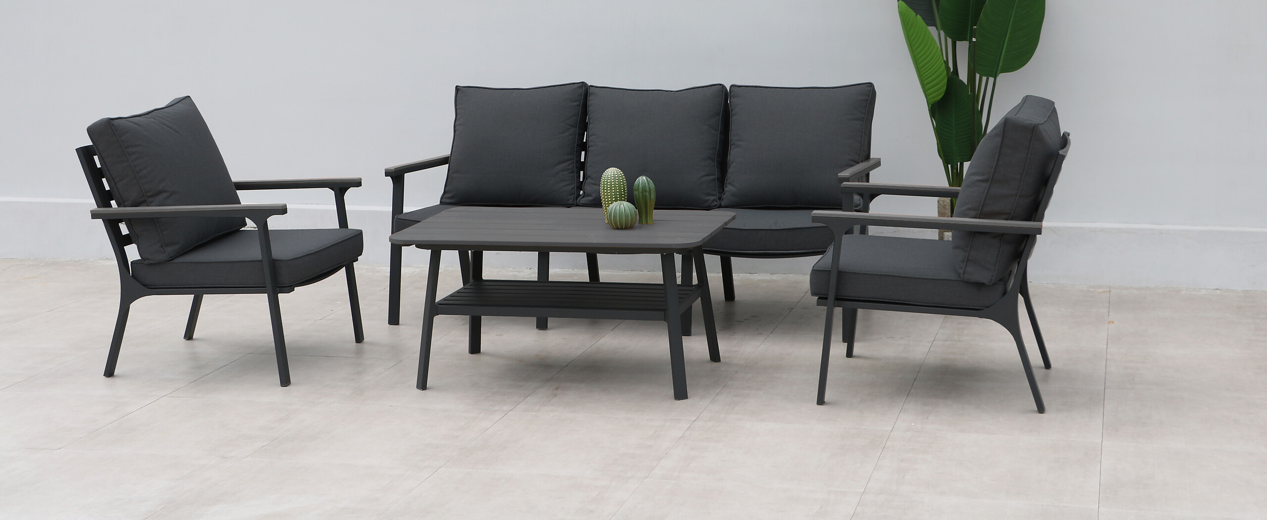 Acamp Loungeset Samos anthrazit Aluminium B/H/L: ca. 81x81x180 cm