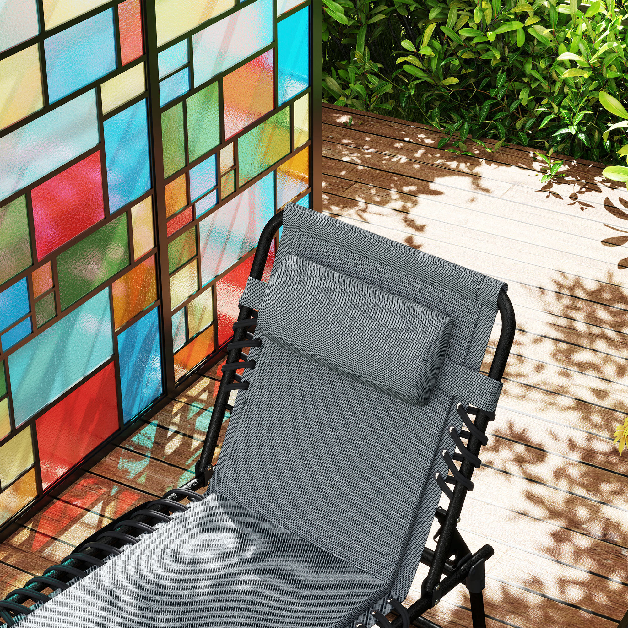 Outsunny Sonnenliege dunkelgrau Stahl B/H/L: ca. 68x36x189 cm