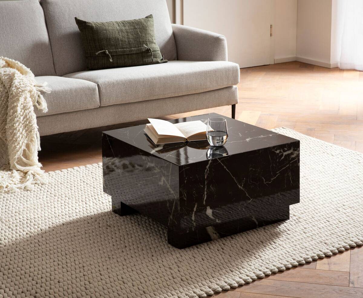 Wohnling Couchtisch schwarz Marmor B/H/T: ca. 60x35x60 cm