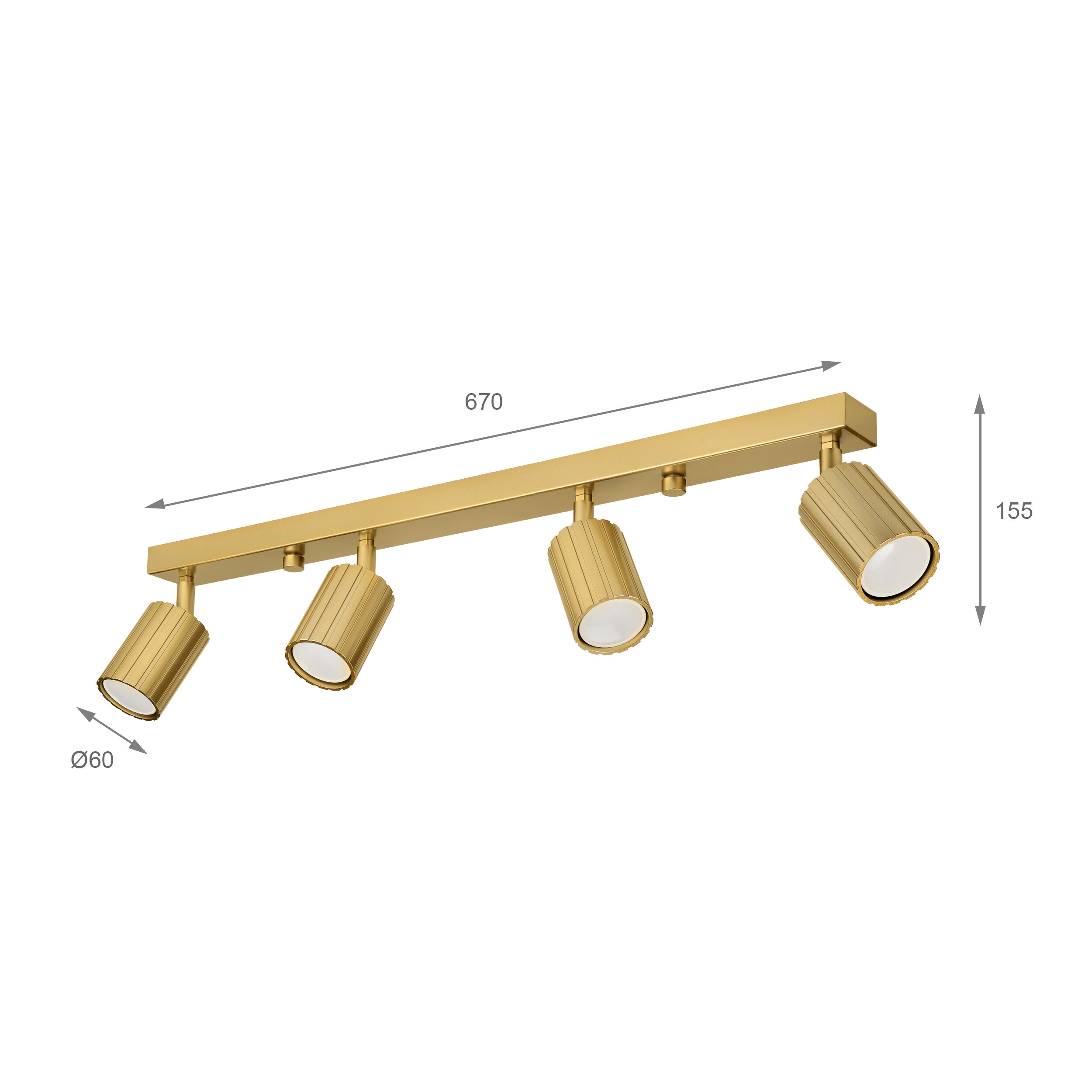 Lamkur Strahler Prisma gold Stahl B/H/L: ca. 6,5x16,5x81 cm 4 Brennstellen