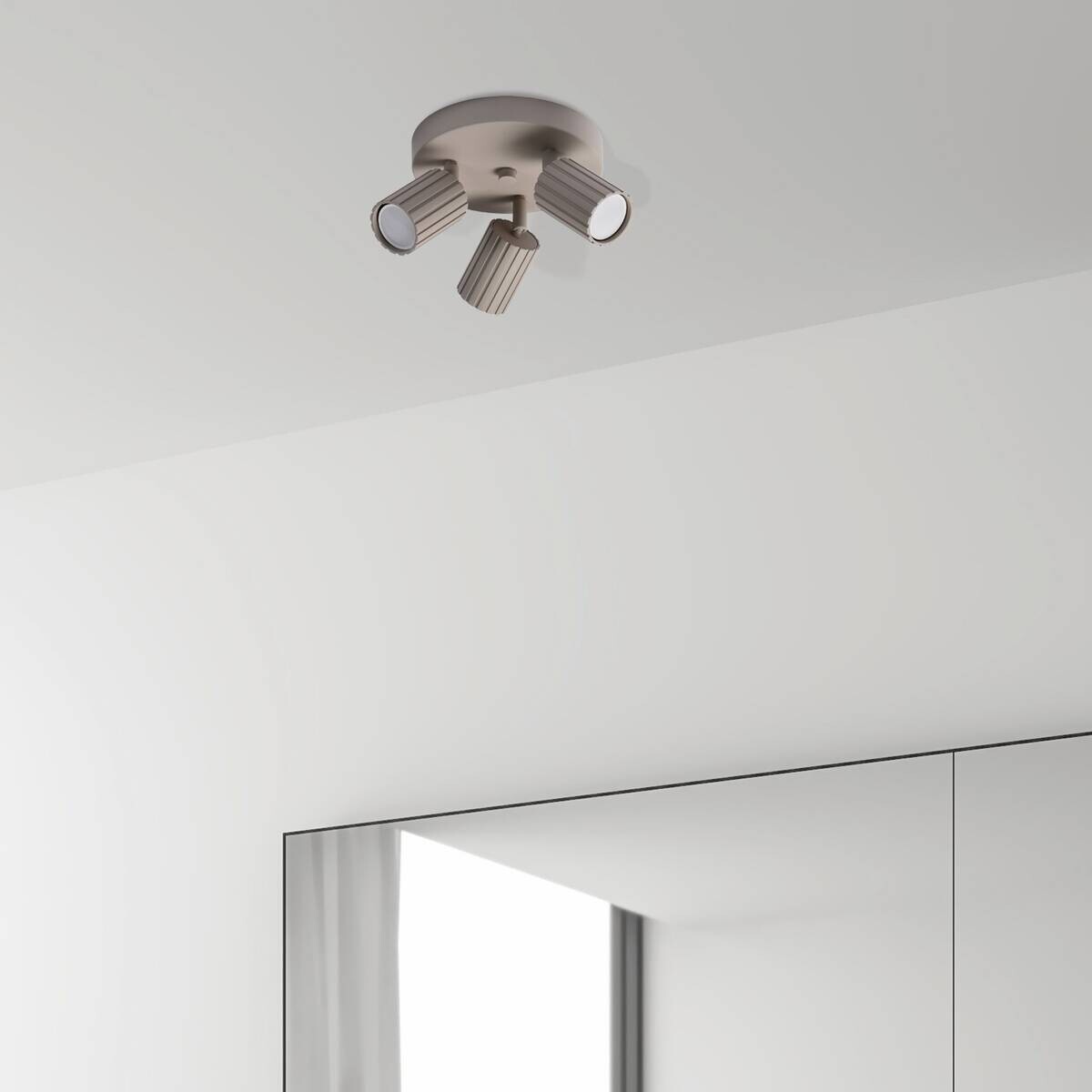 Lamkur Strahler Prisma beige Stahl B/H/L: ca. 18x19,5x18 cm 3 Brennstellen