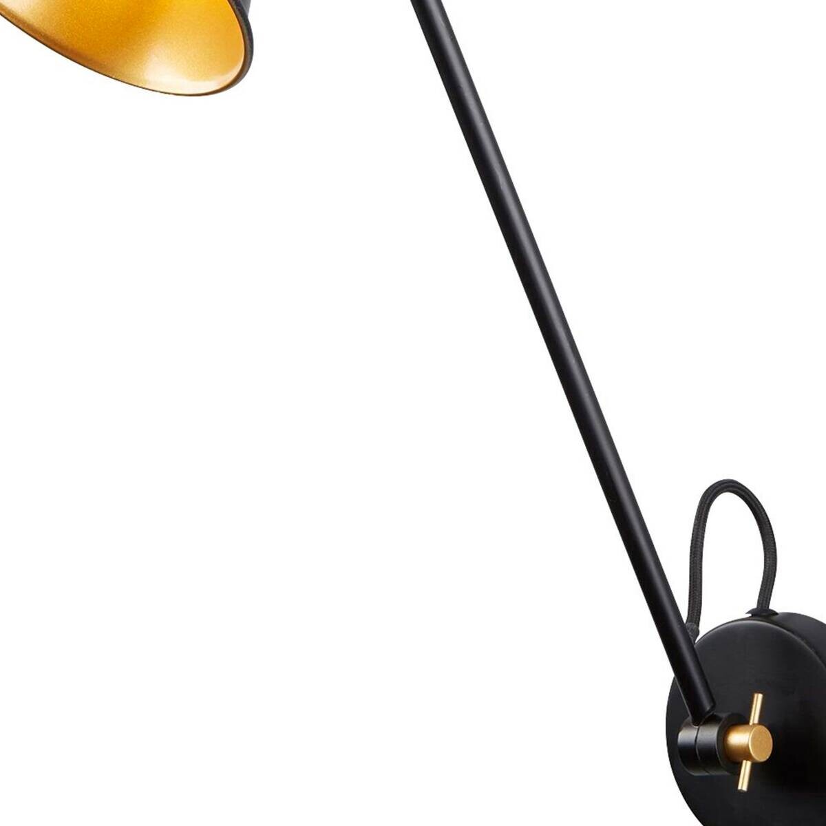 Searchlight Wandleuchte Swing Arm gold schwarz Stahl B/H/T: ca. 14x39x51 cm E27 1 Brennstellen