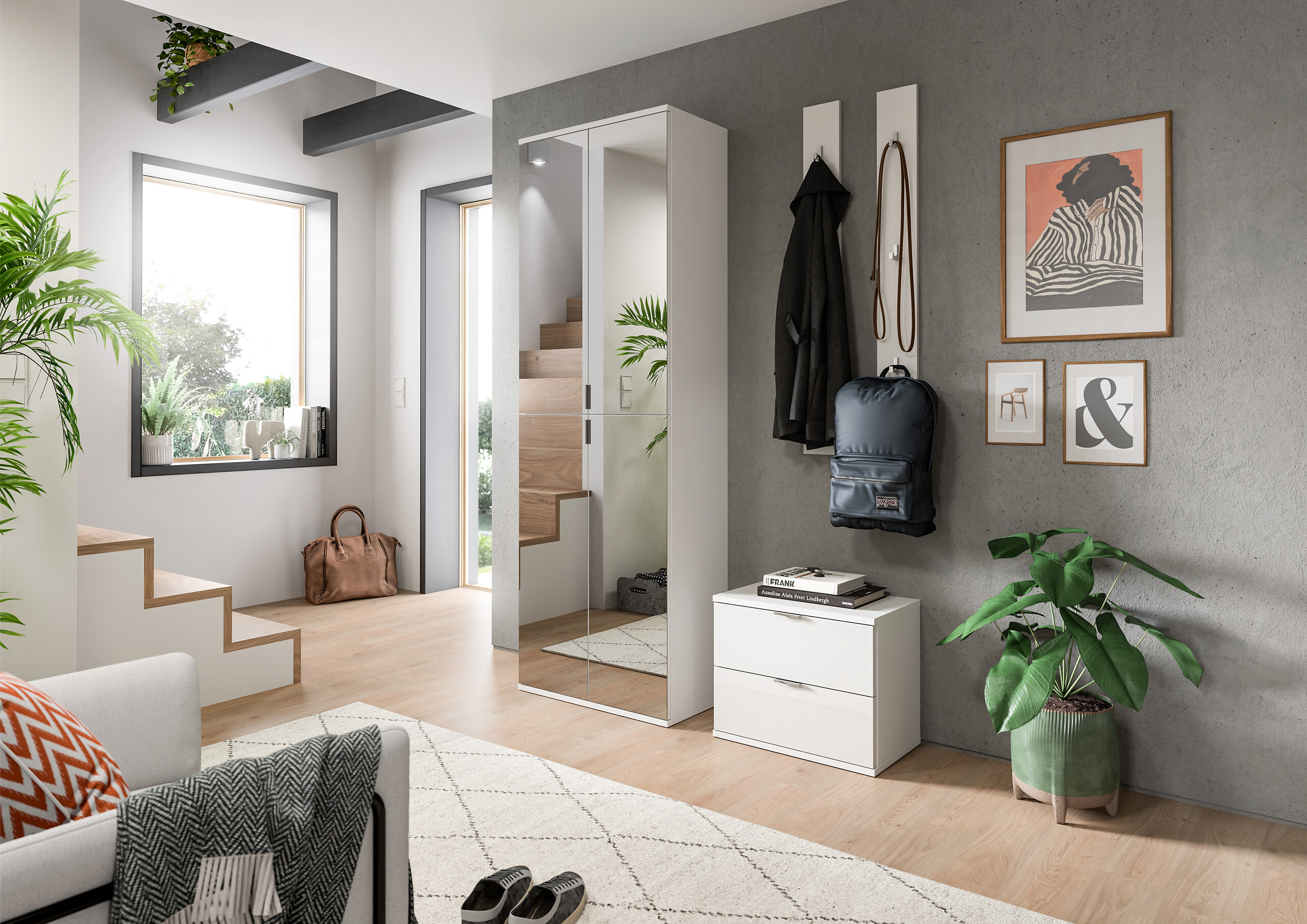 Garderobe PROJEKT X weiß weiß Hochglanz B/H/T: ca. 128x191x37 cm