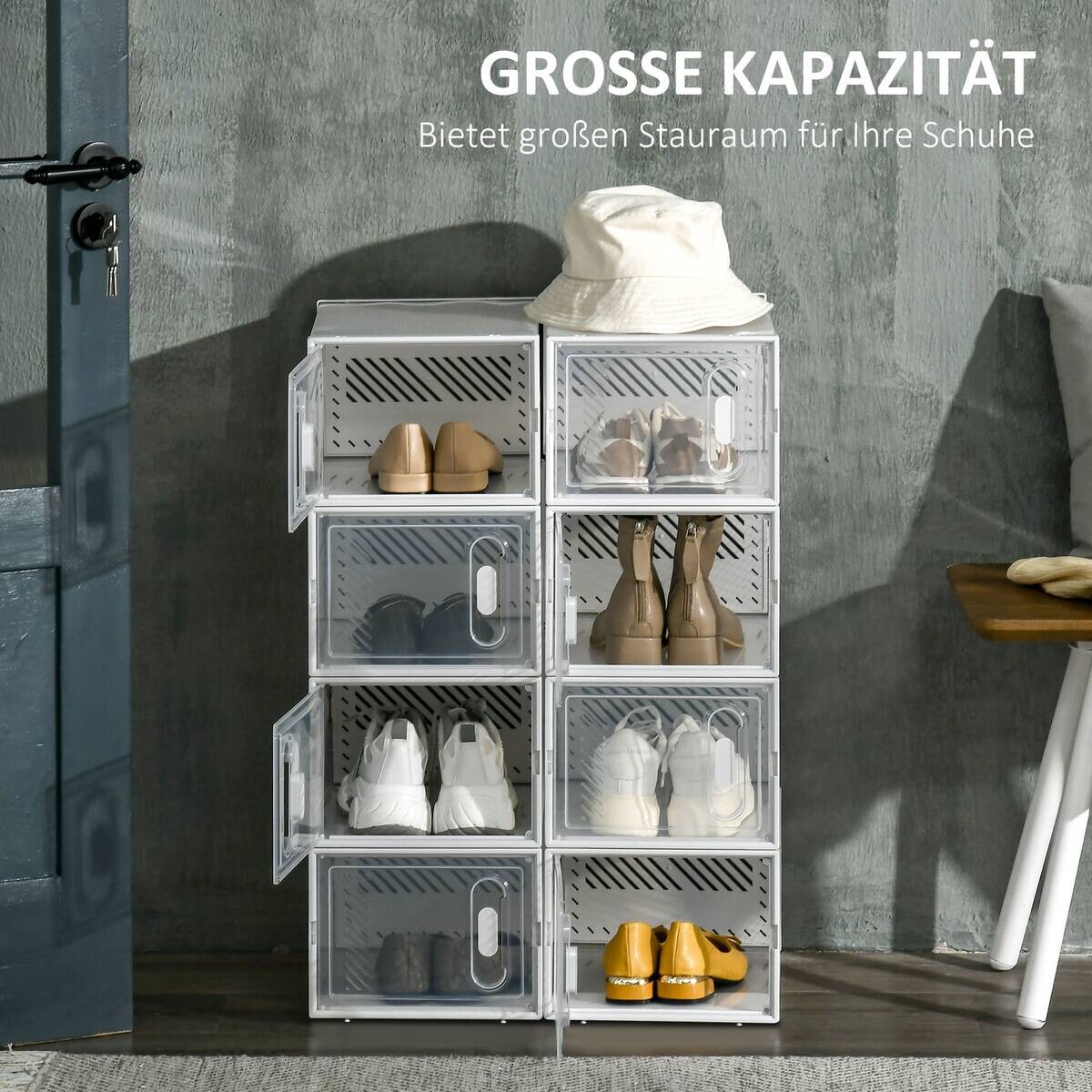 HOMCOM Schuhregal transparent Polypropylen B/H/L: ca. 35x25x19 cm