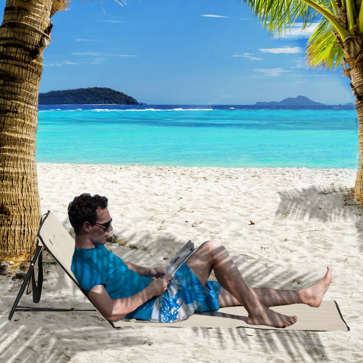 Outsunny Sonnenliege beige Polyester B/H/L: ca. 51x142x40 cm